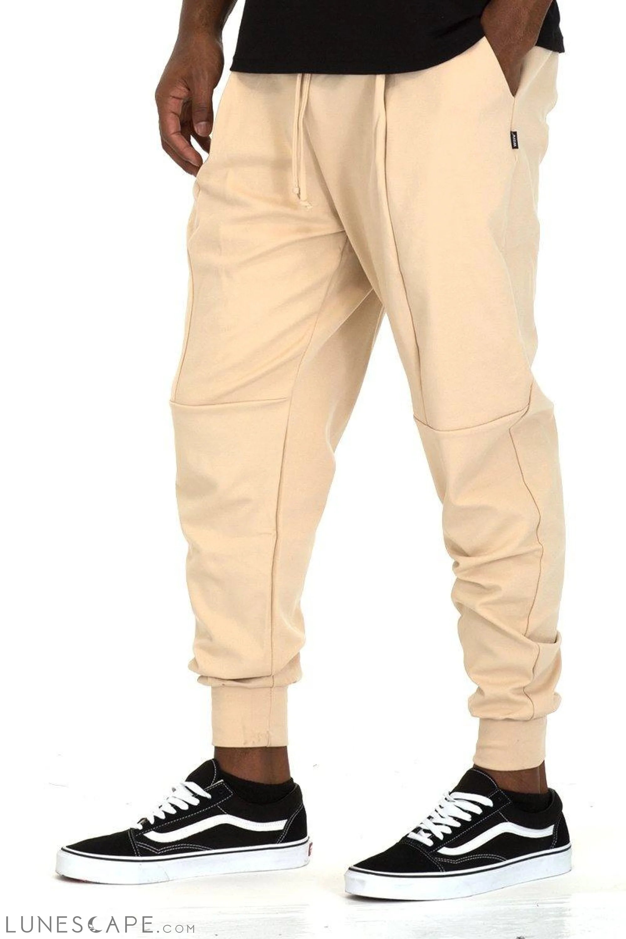 FRONT PLEAT SWEAT PANTS - BEIGE LUNESCAPE