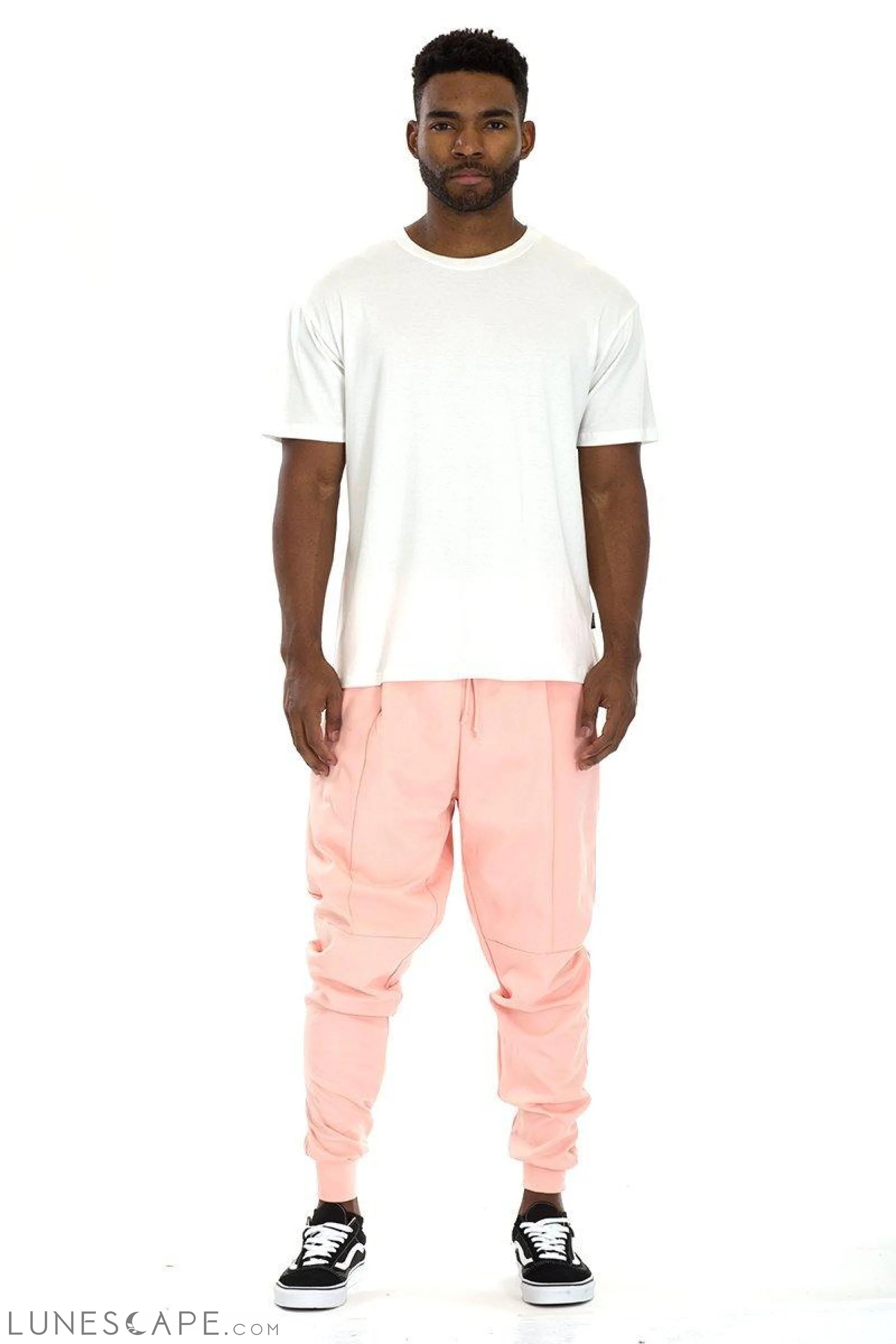 FRONT PLEAT SWEAT PANTS - PINK LUNESCAPE