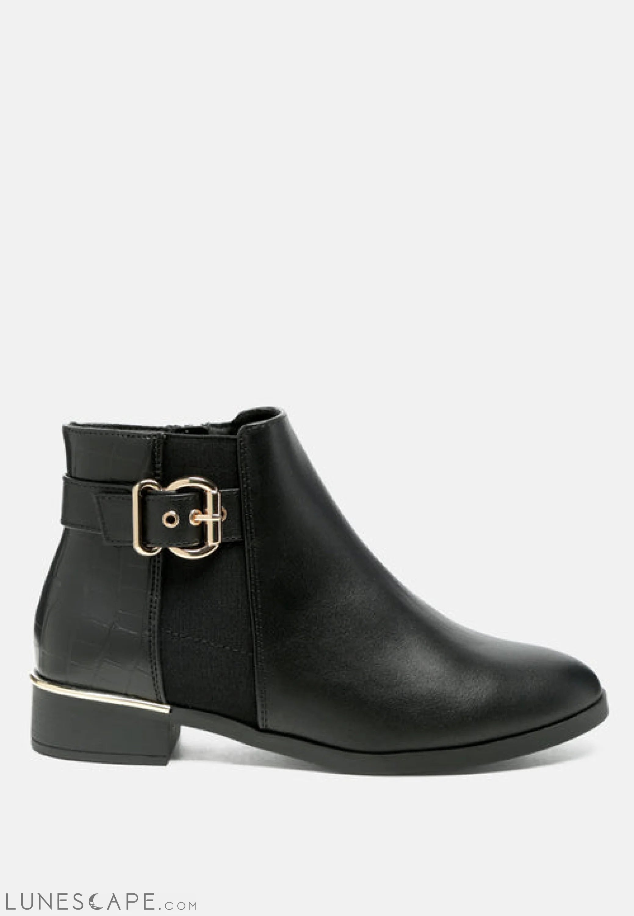 Frothy Buckled Lace-Up Ankle Boots With Croc Detail LUNESCAPE