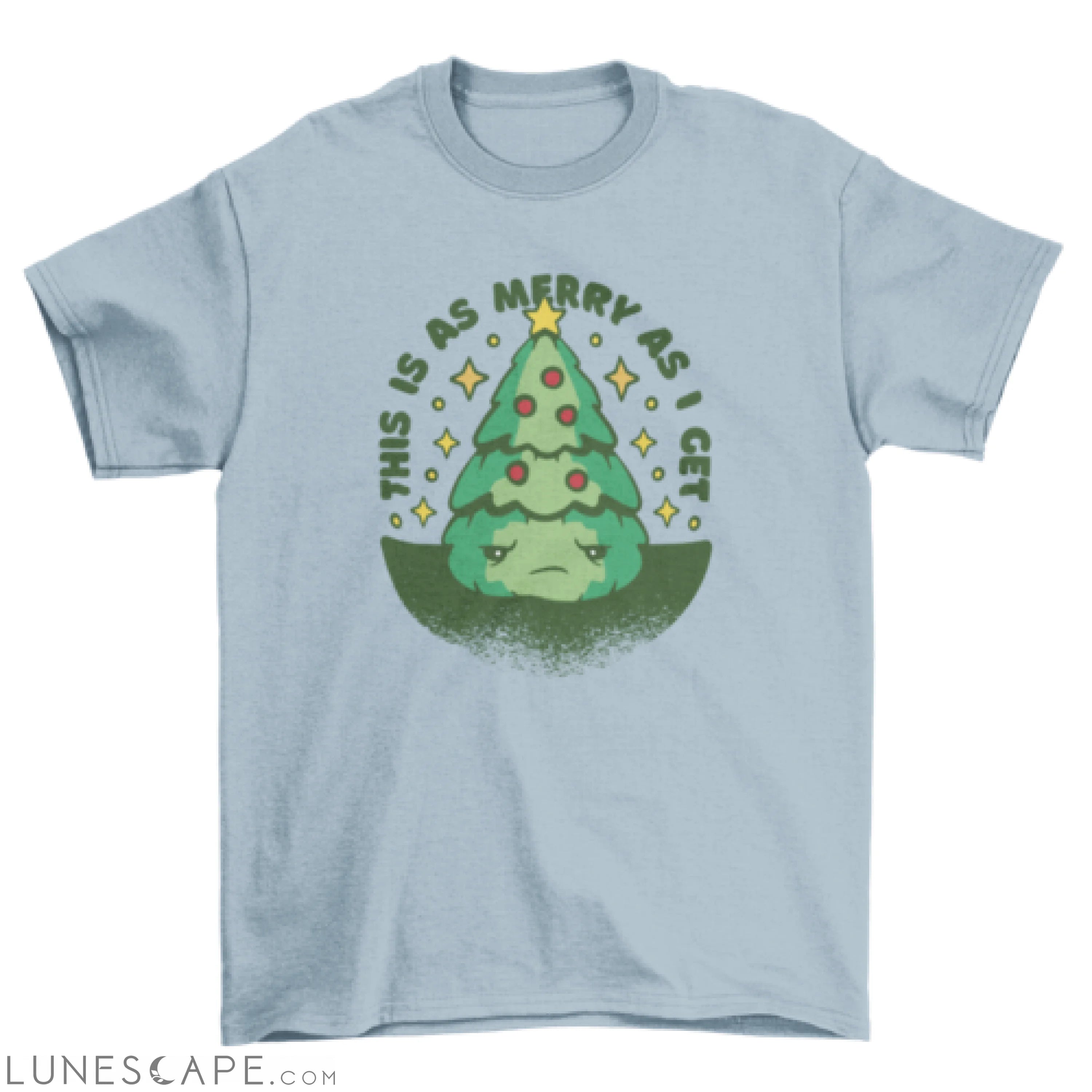 Funny anti-Christmas tree t-shirt design LUNESCAPE