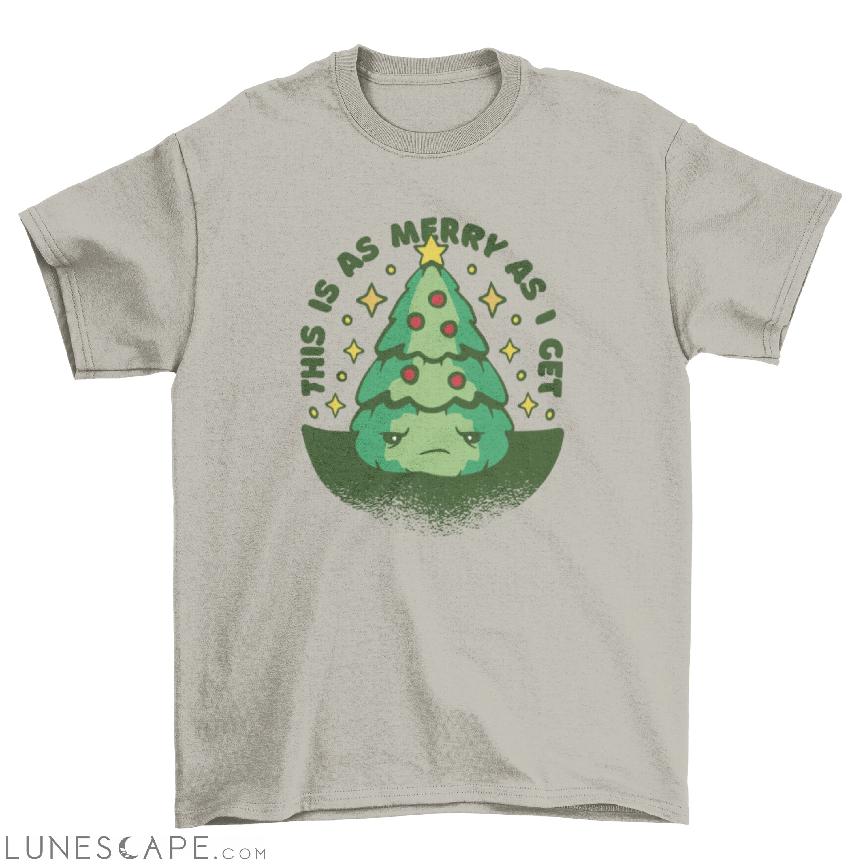 Funny anti-Christmas tree t-shirt design LUNESCAPE