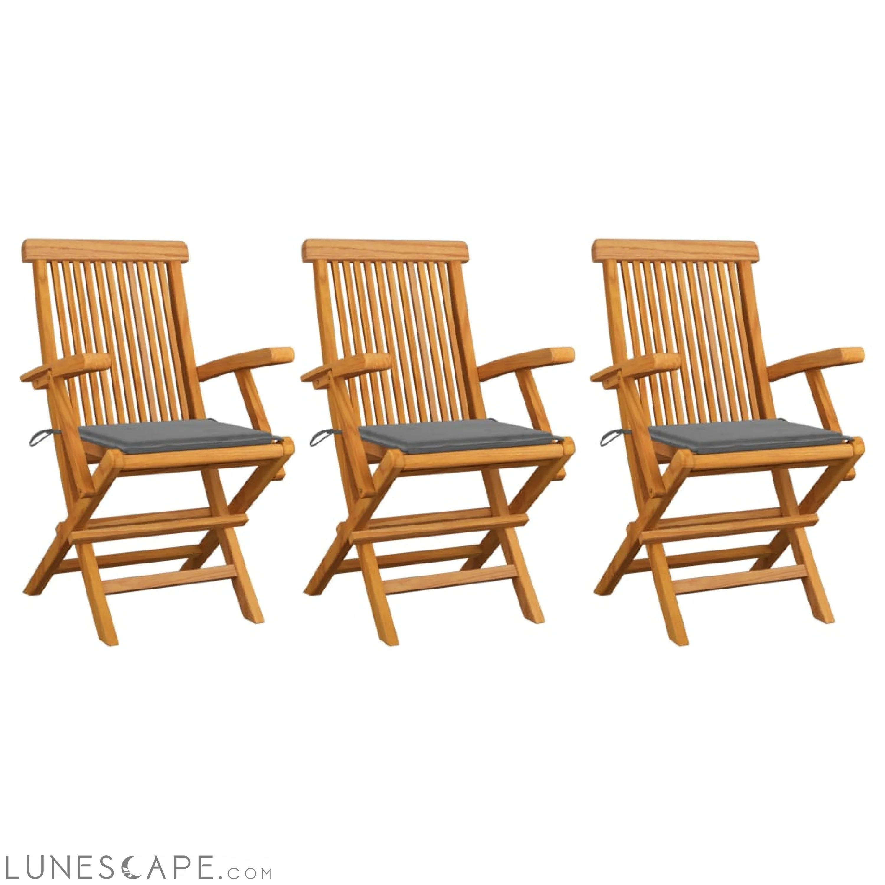 Garden Chairs with Anthracite Cushions 4 pcs Solid Teak Wood LUNESCAPE