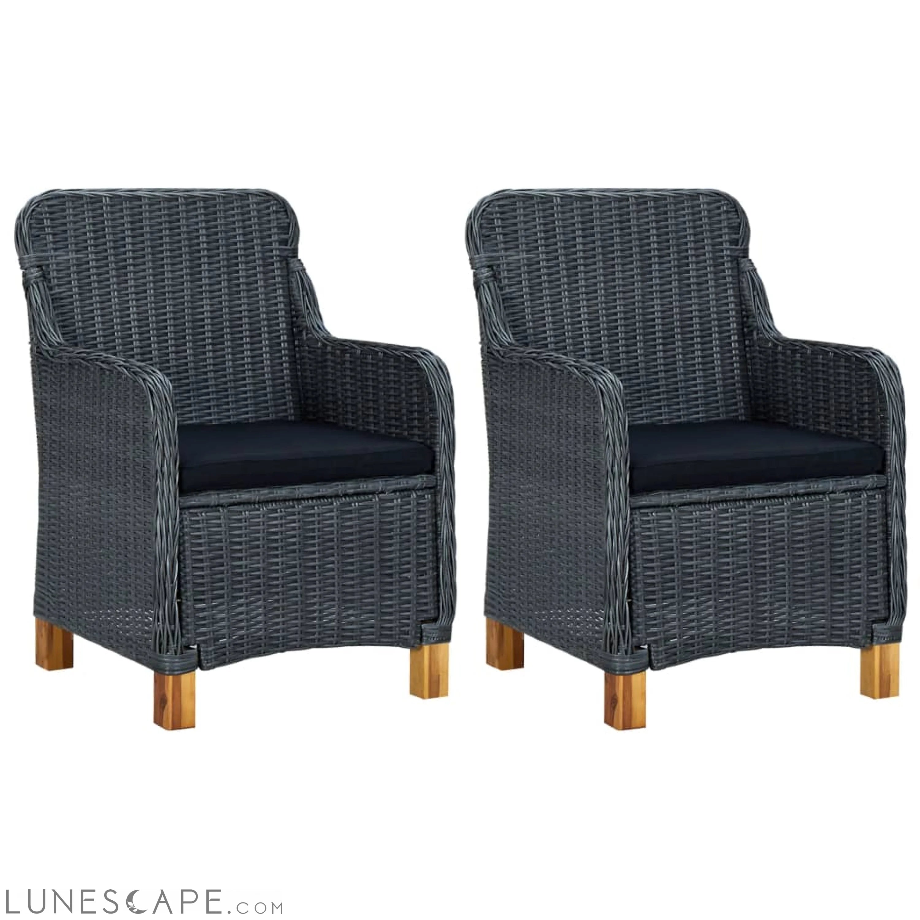 Garden Chairs with Cushions 2 pcs Poly Rattan Dark Gray LUNESCAPE