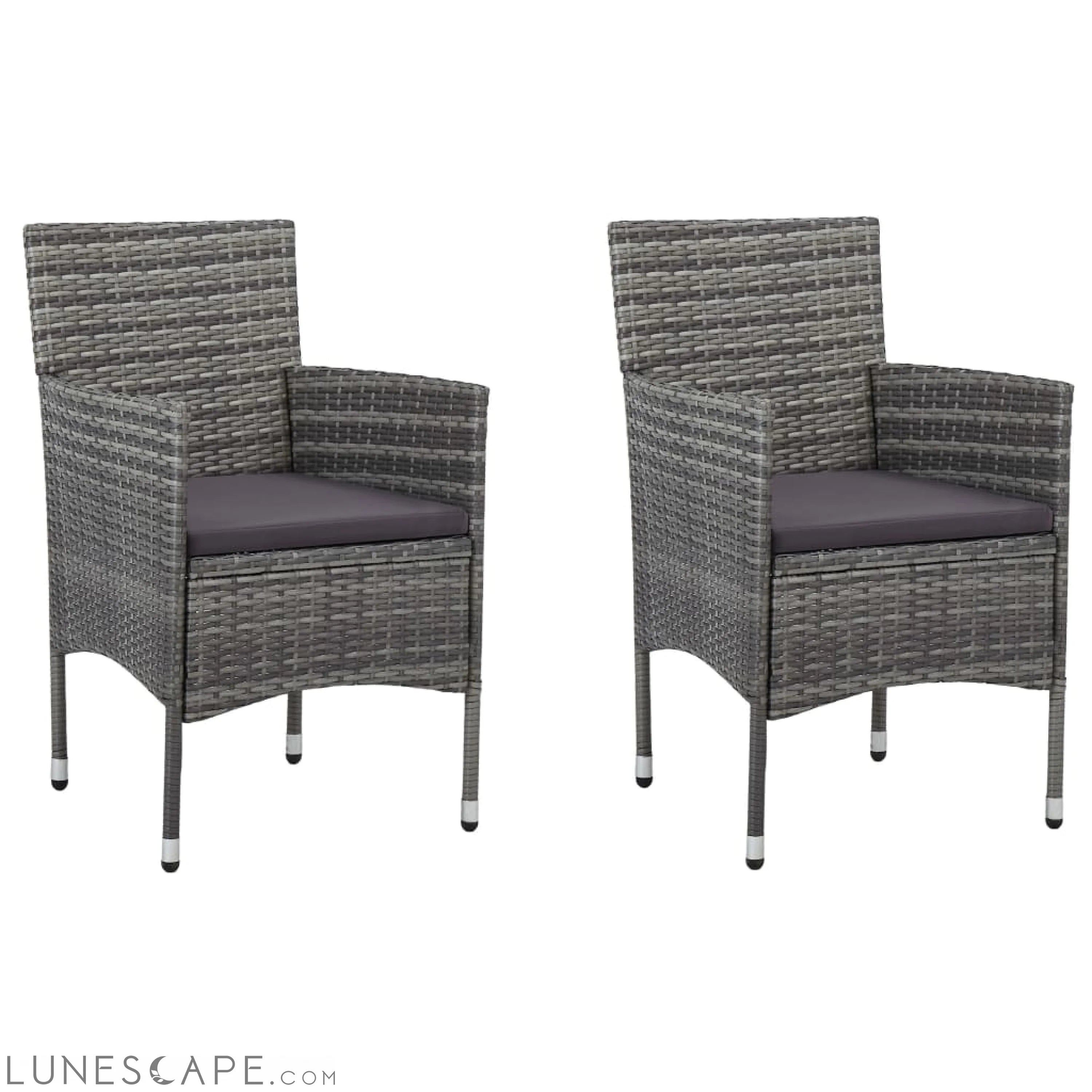 Garden Dining Chairs 2pcs Poly Rattan Black LUNESCAPE