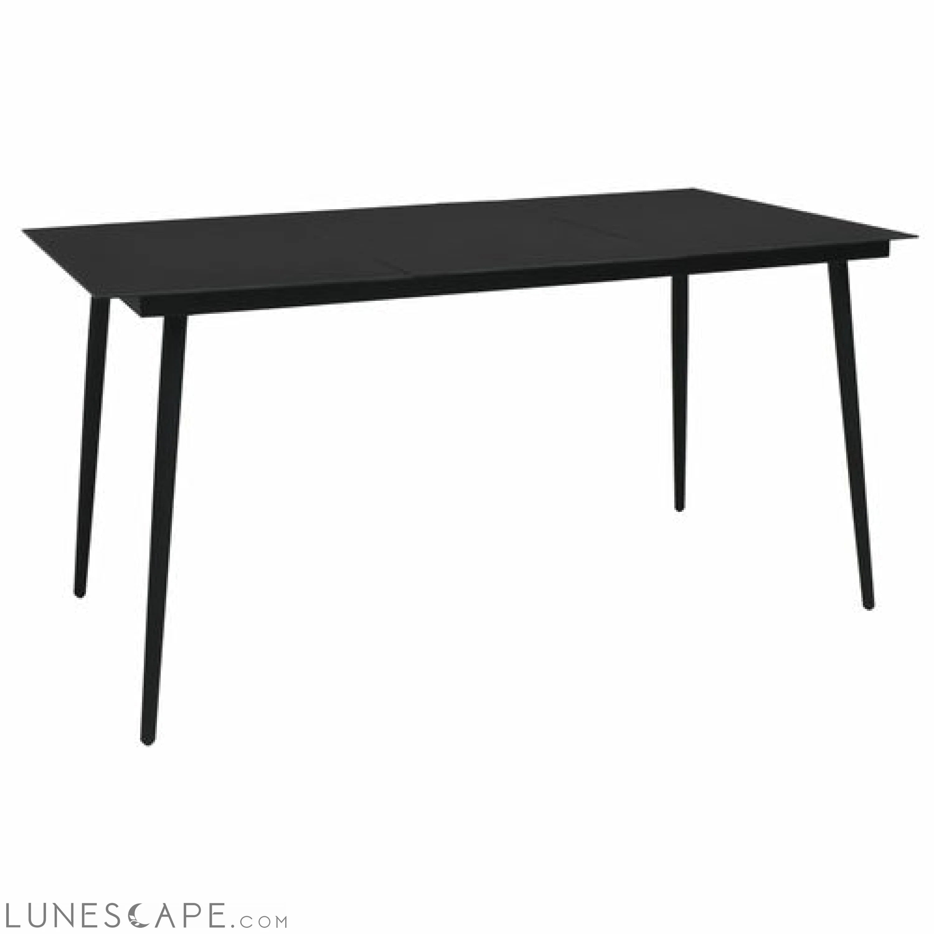 Garden Dining Table Black 31.5"x31.5"x29.1" Steel and Glass LUNESCAPE