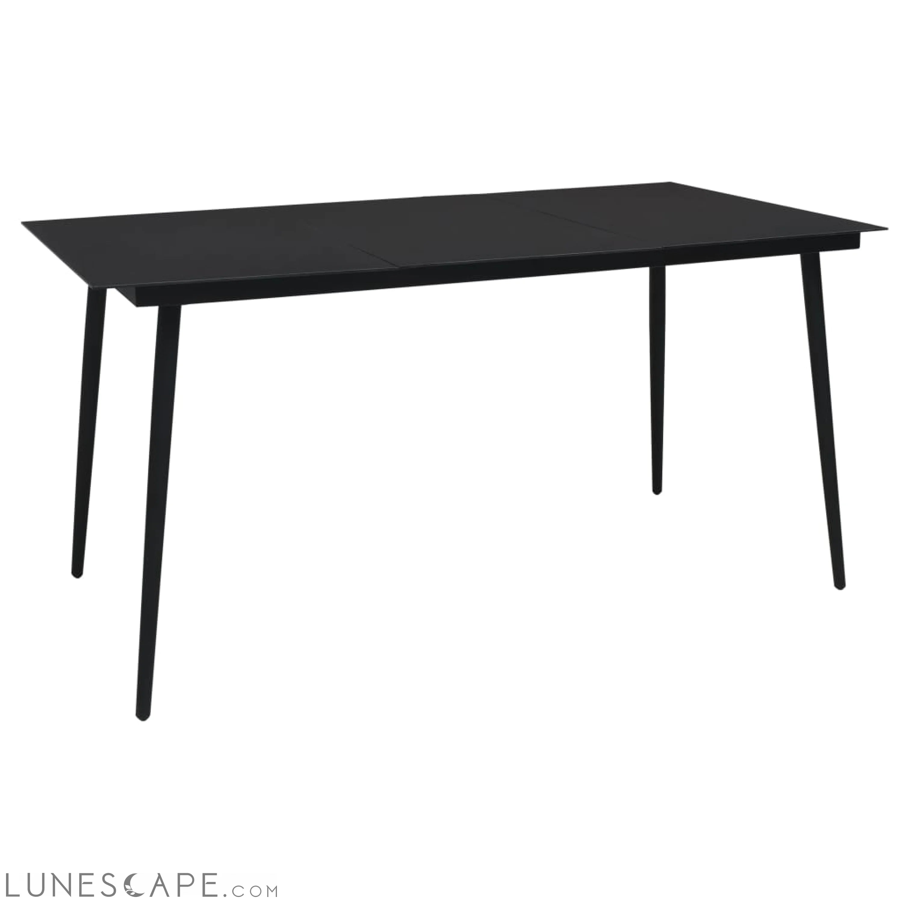 Garden Dining Table Black 31.5"x31.5"x29.1" Steel and Glass LUNESCAPE