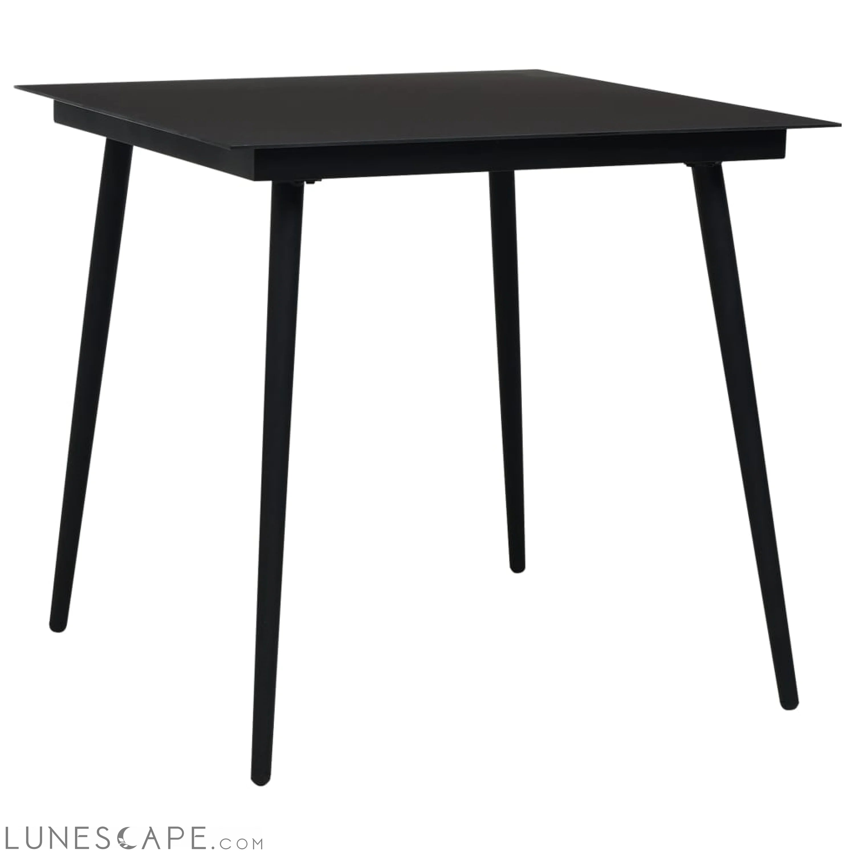 Garden Dining Table Black 31.5"x31.5"x29.1" Steel and Glass LUNESCAPE