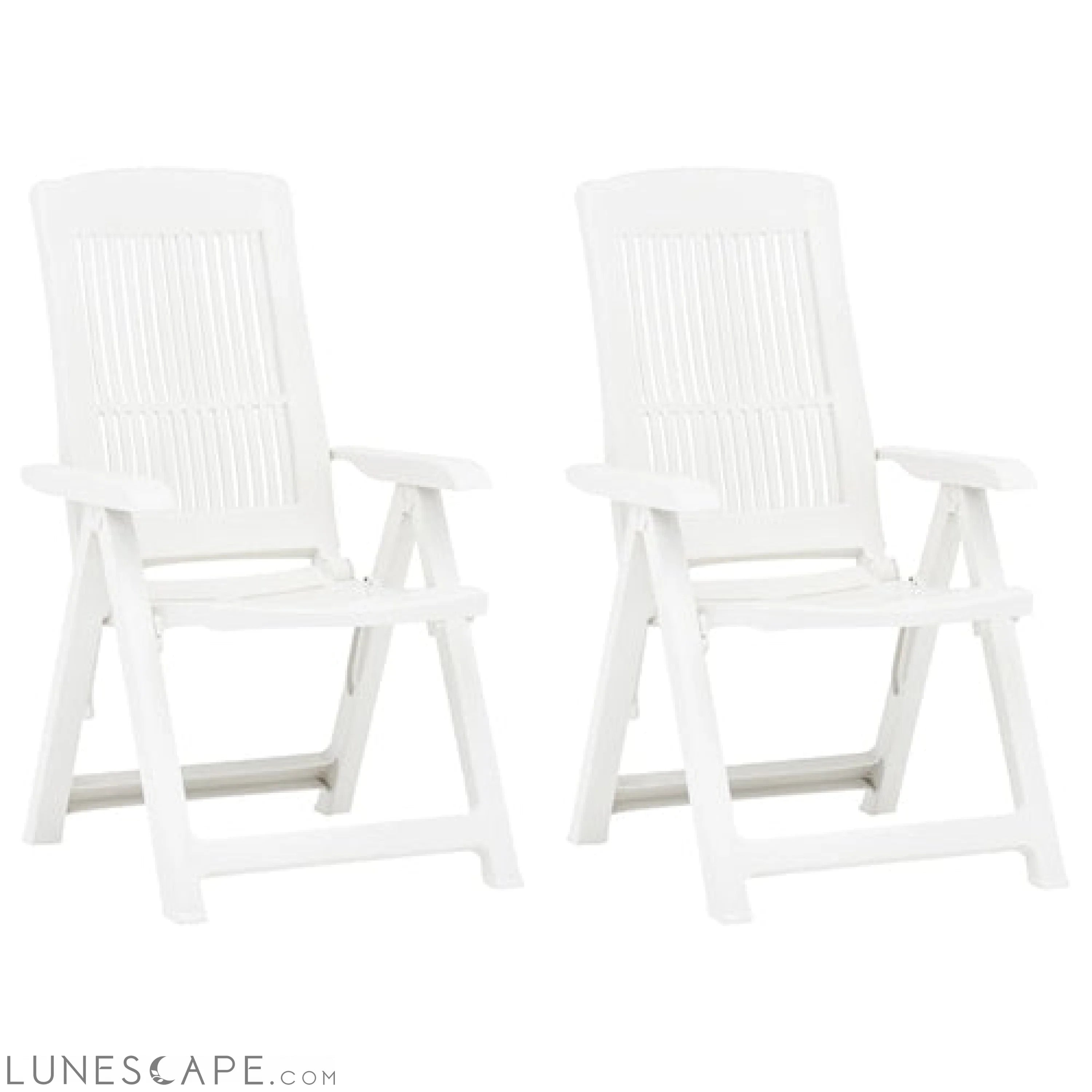 Garden Reclining Chairs 2 pcs Plastic White LUNESCAPE