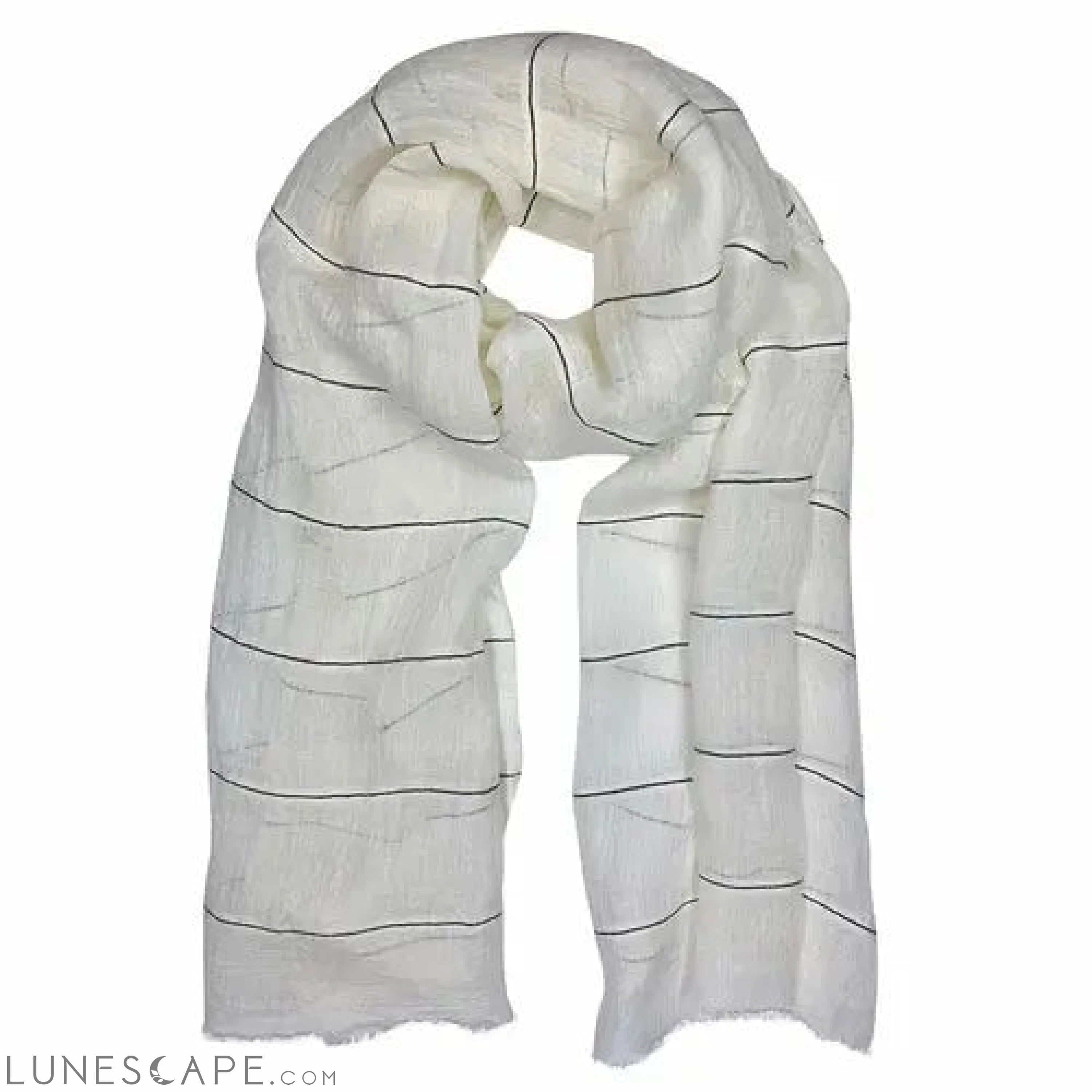 Gauze Striped Linen Scarf LUNESCAPE