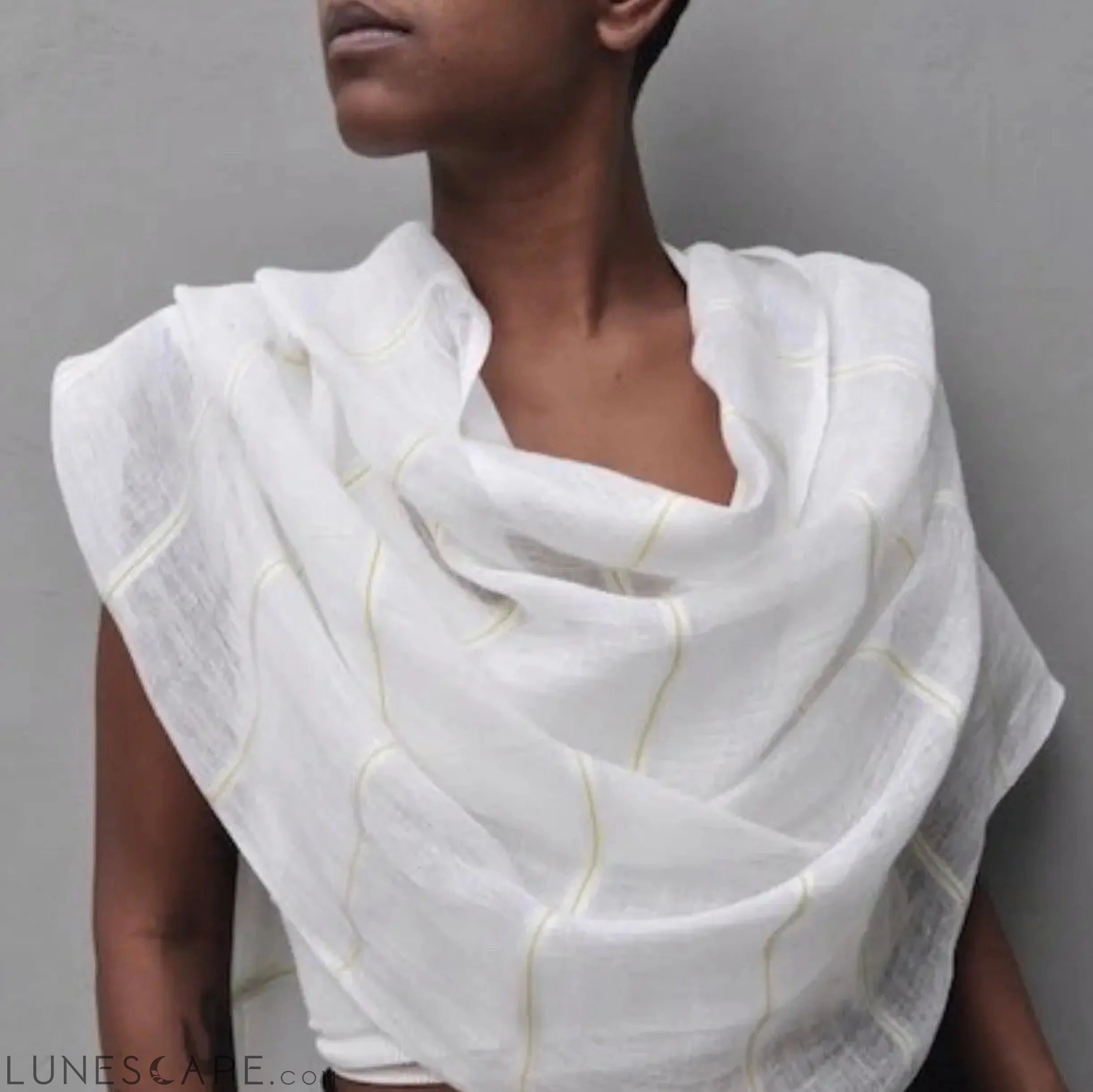 Gauze Striped Linen Scarf LUNESCAPE