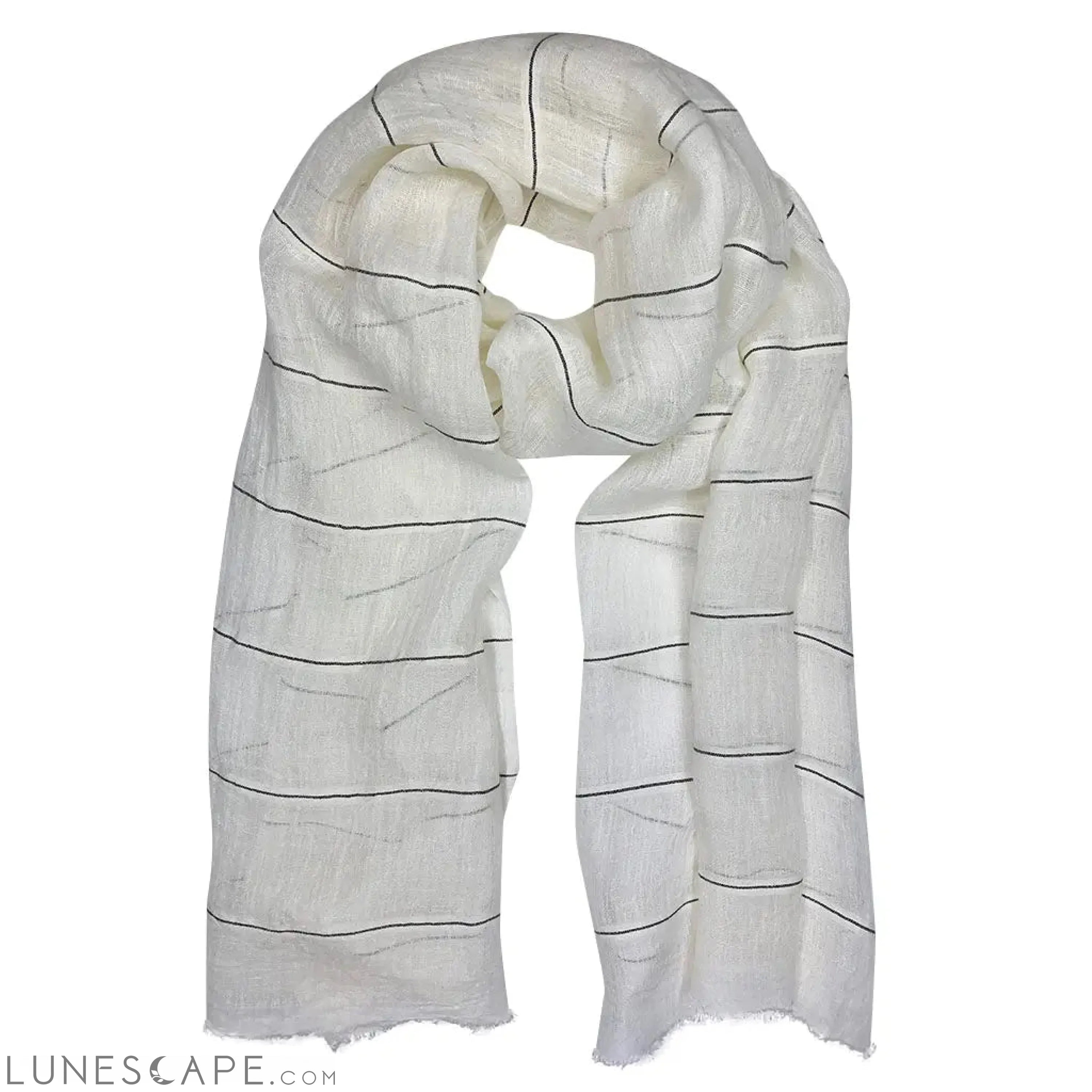 Gauze Striped Linen Scarf LUNESCAPE