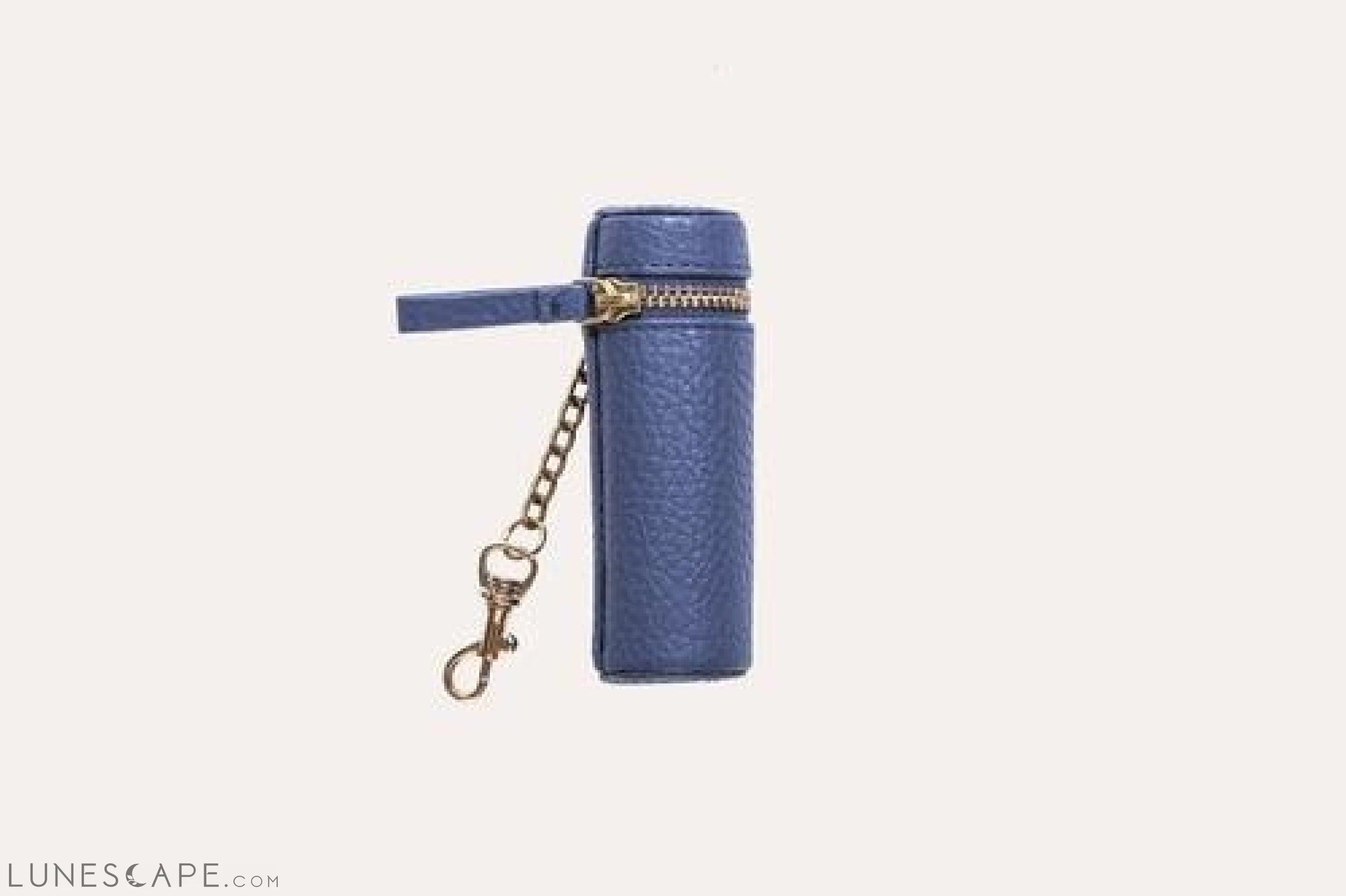 Genuine Leather Lipstick Keychain - Blue LUNESCAPE