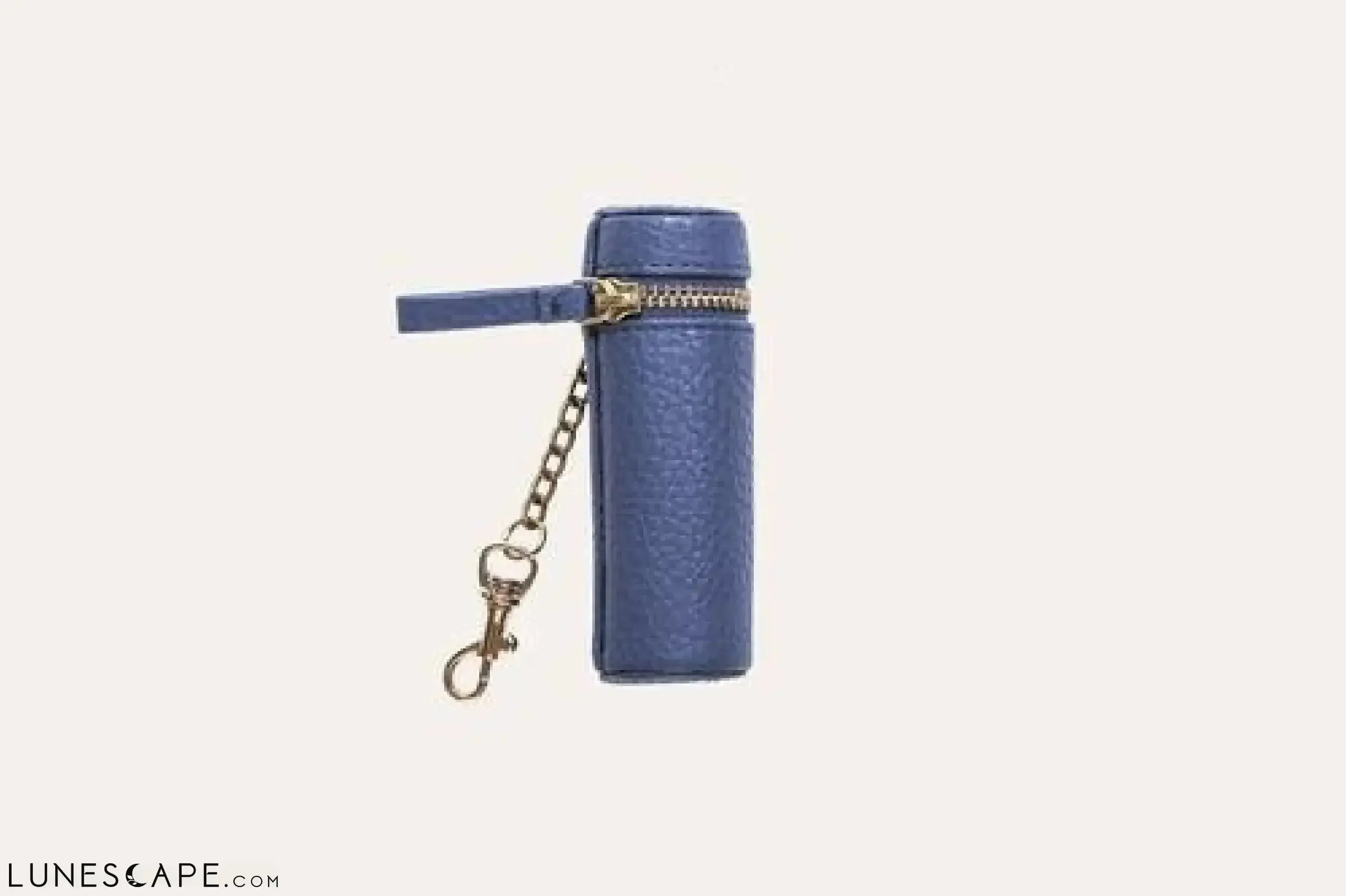 Genuine Leather Lipstick Keychain - Blue LUNESCAPE