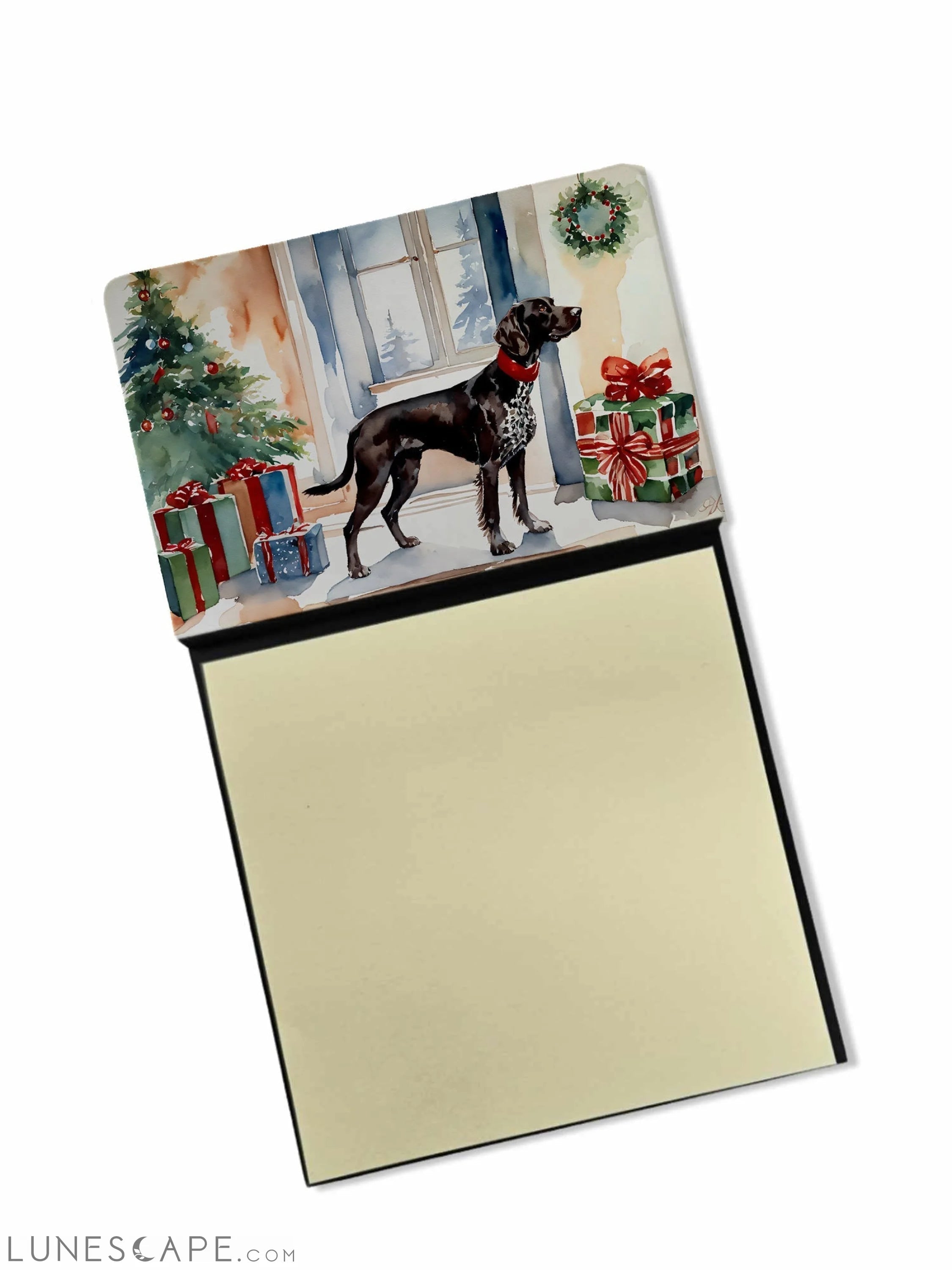 German Shorthaired Pointer Cozy Christmas Sticky Note Holder LUNESCAPE