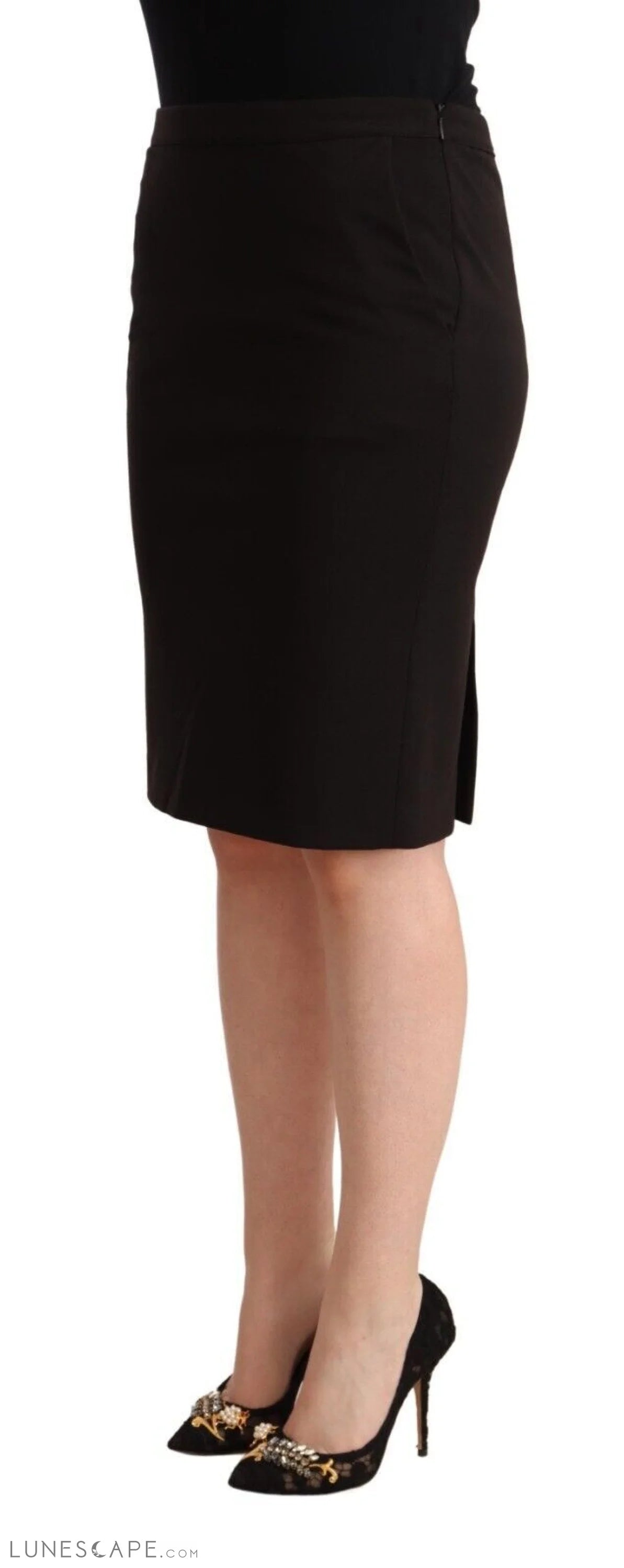 GF Ferre Sleek Black Pencil Skirt Knee Length LUNESCAPE