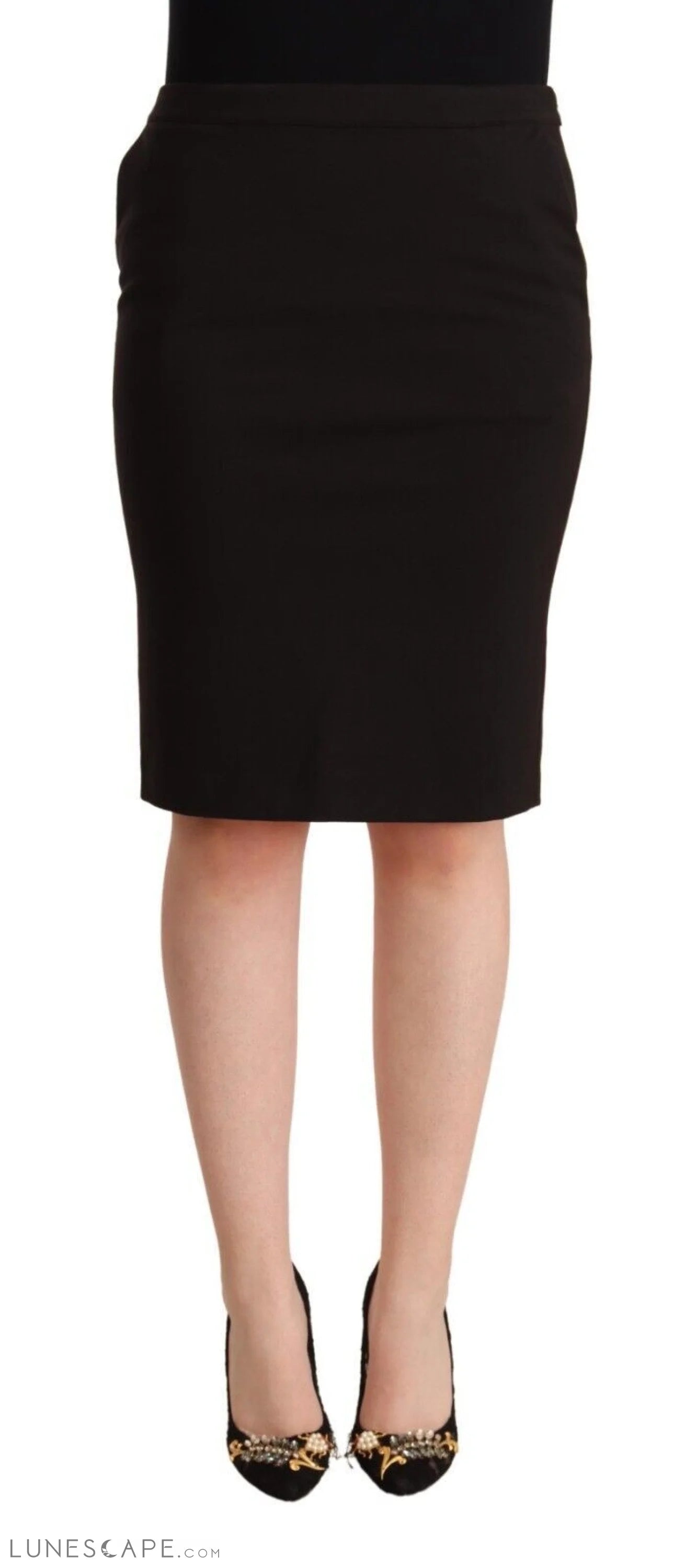 GF Ferre Sleek Black Pencil Skirt Knee Length LUNESCAPE