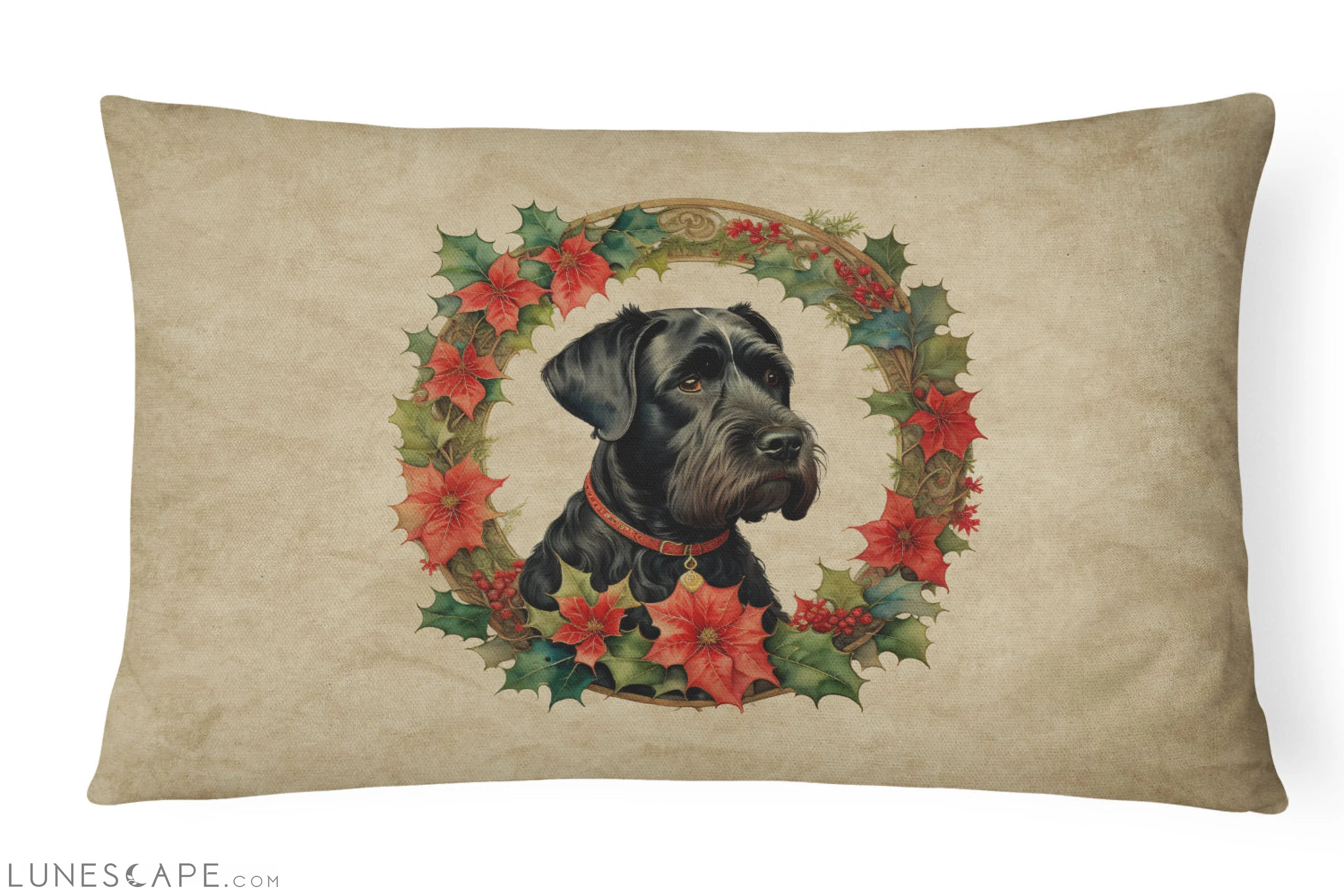 Giant Schnauzer Christmas Flowers Throw Pillow LUNESCAPE