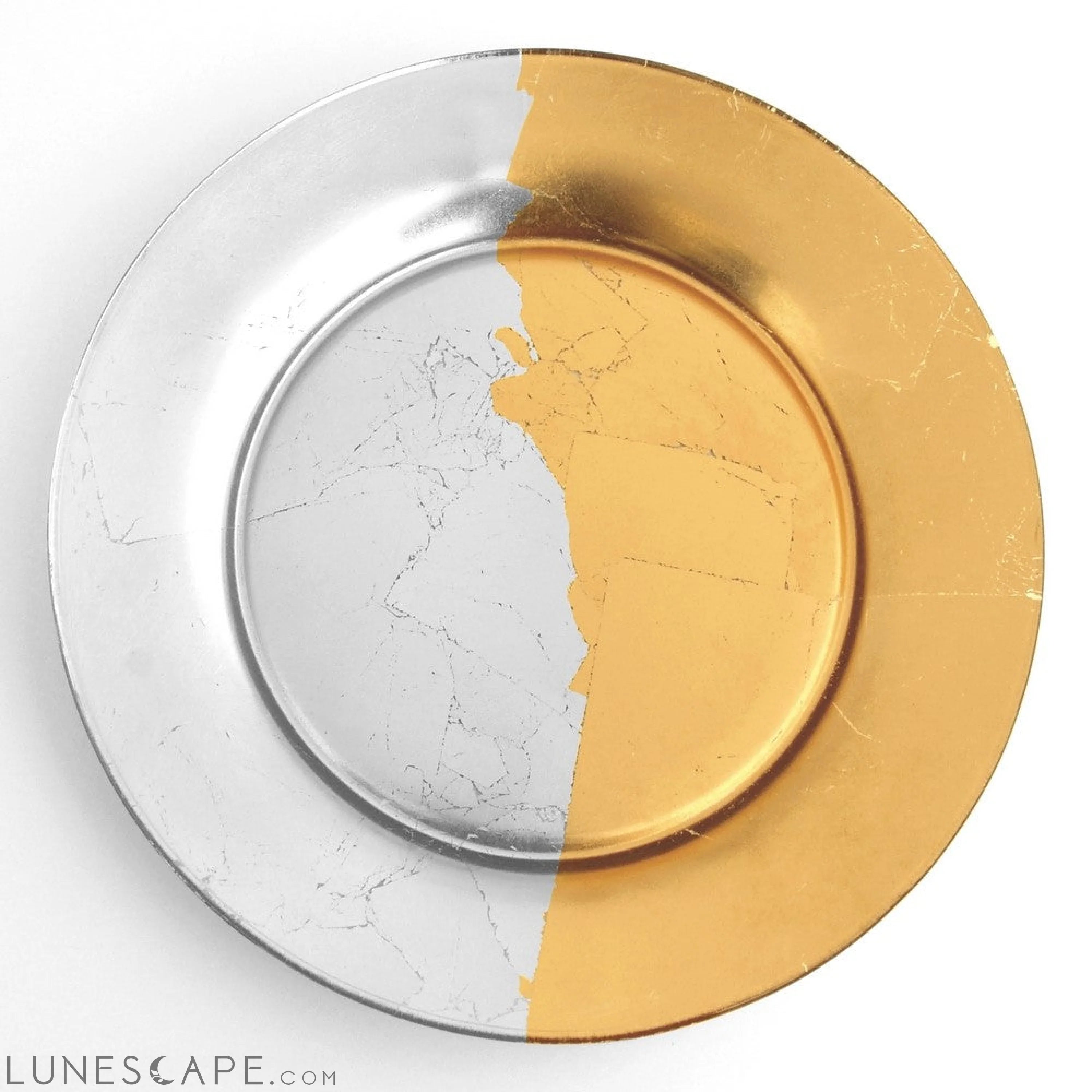 GILT CONTOUR Set/4 Gold/Silver Salad Plates LUNESCAPE