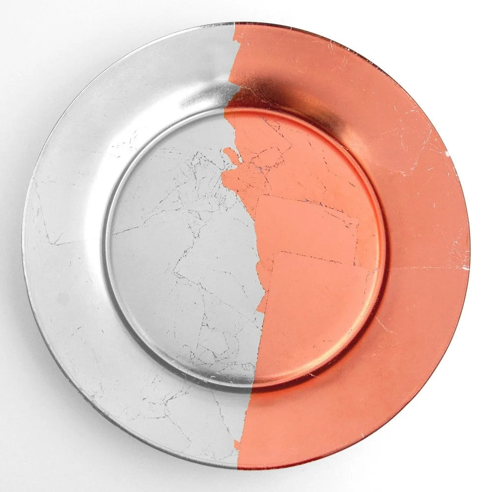 GILT CONTOUR Set/4 Silver/Rose Dinner Plates LUNESCAPE