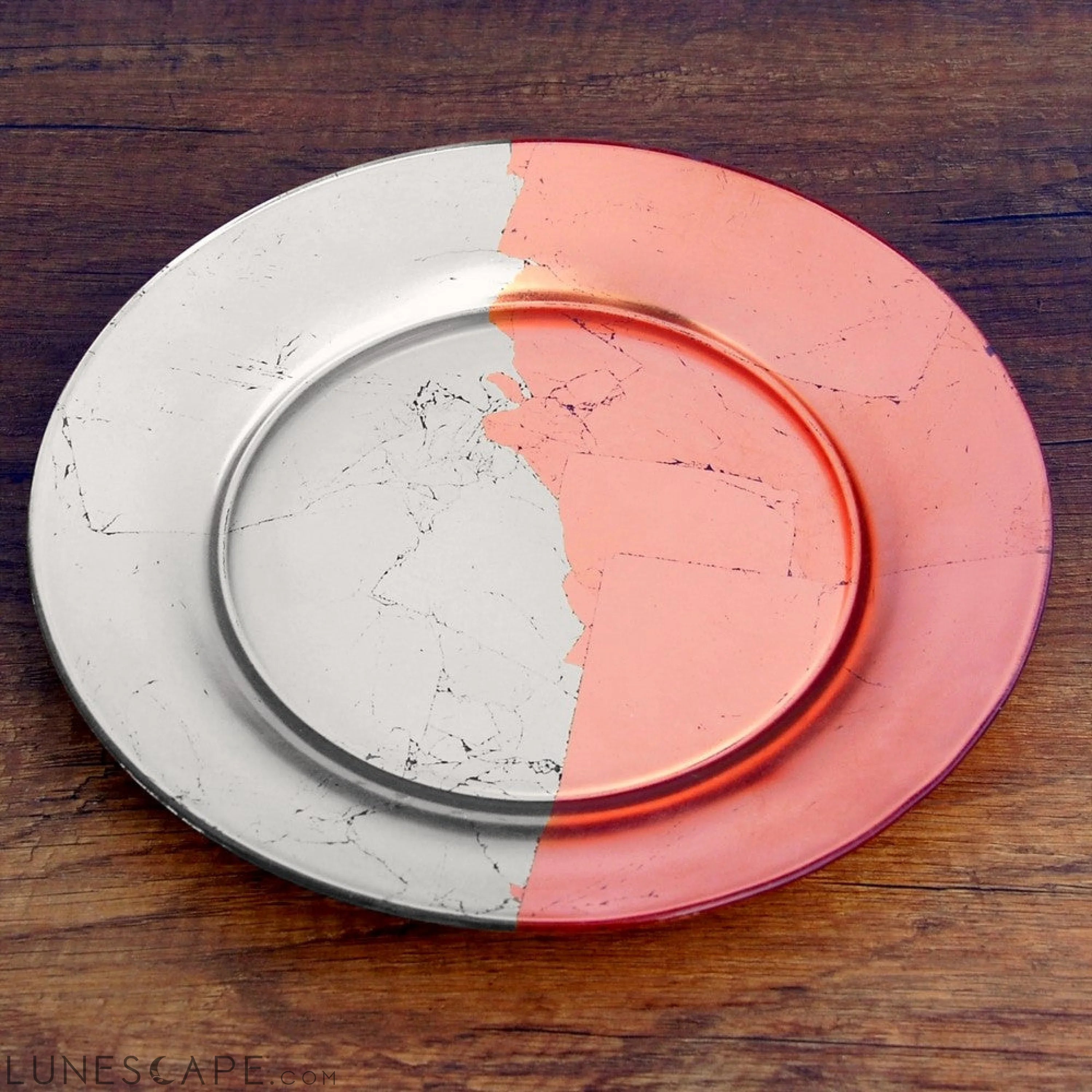 GILT CONTOUR Set/4 Silver/Rose Salad Plates LUNESCAPE