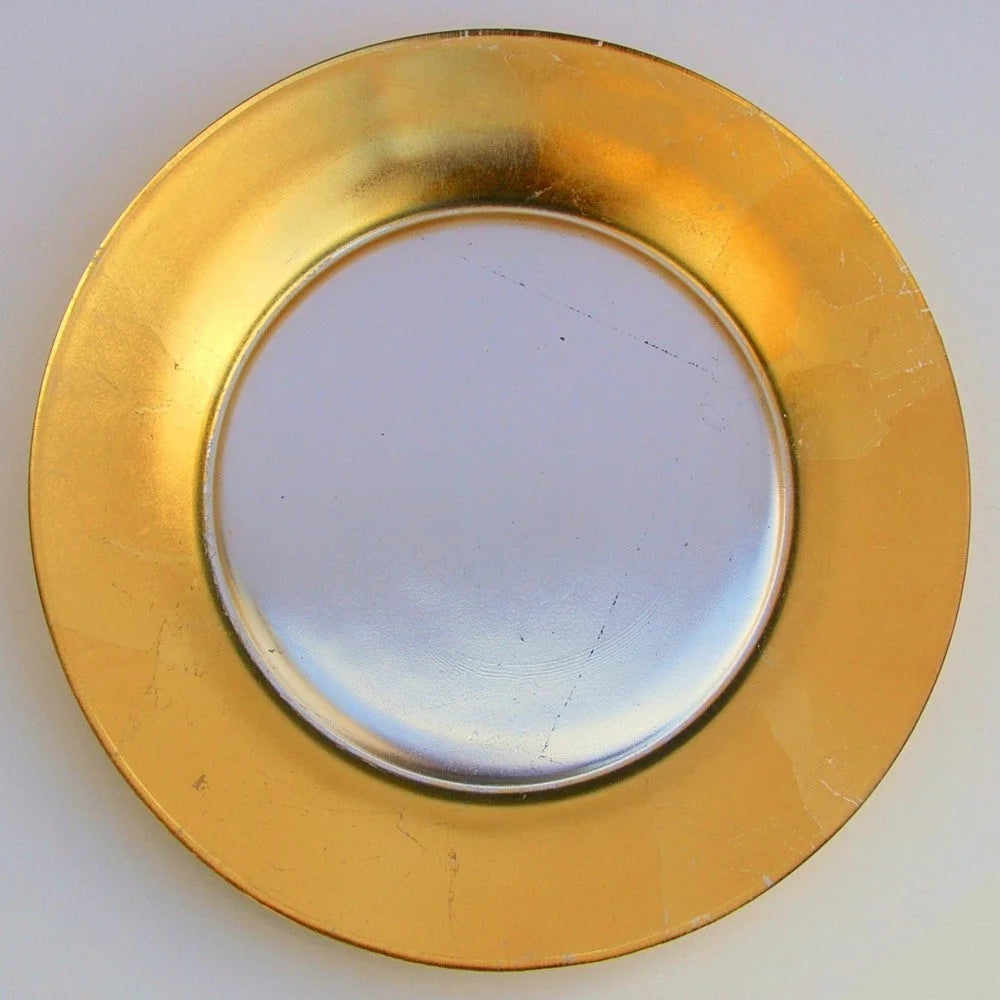 GILT LUNA Set/4 Gold/Silver Dinner Plates LUNESCAPE