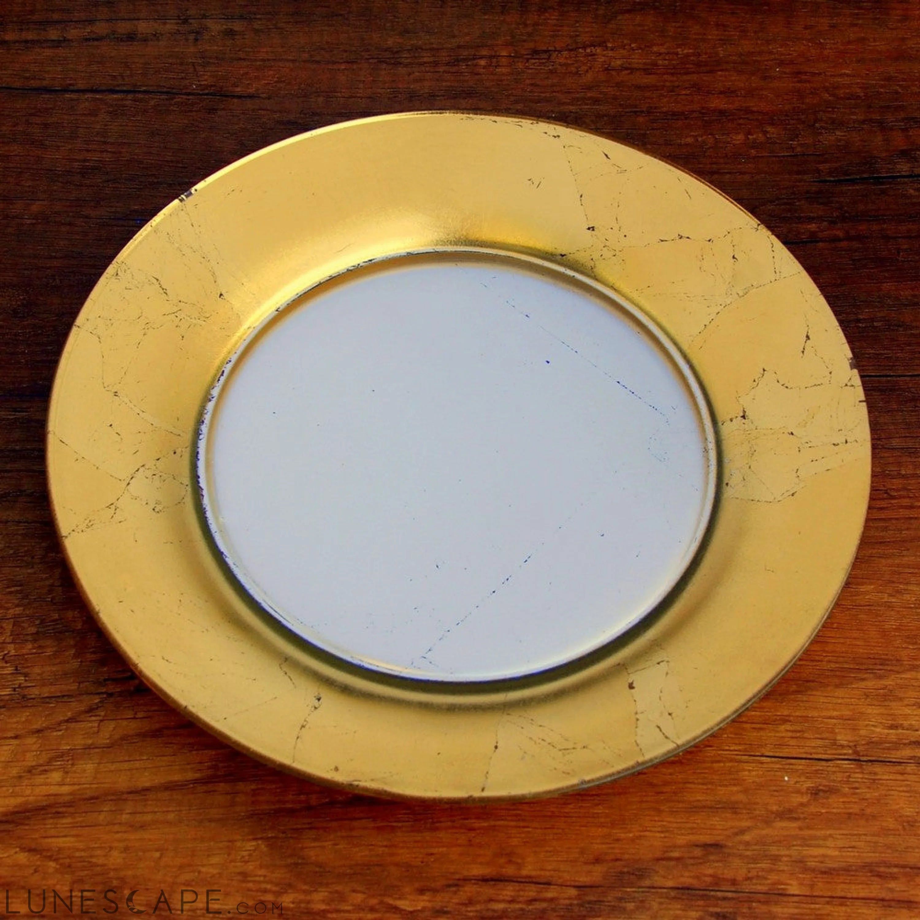 GILT LUNA Set/4 Gold/Silver Salad Plates LUNESCAPE