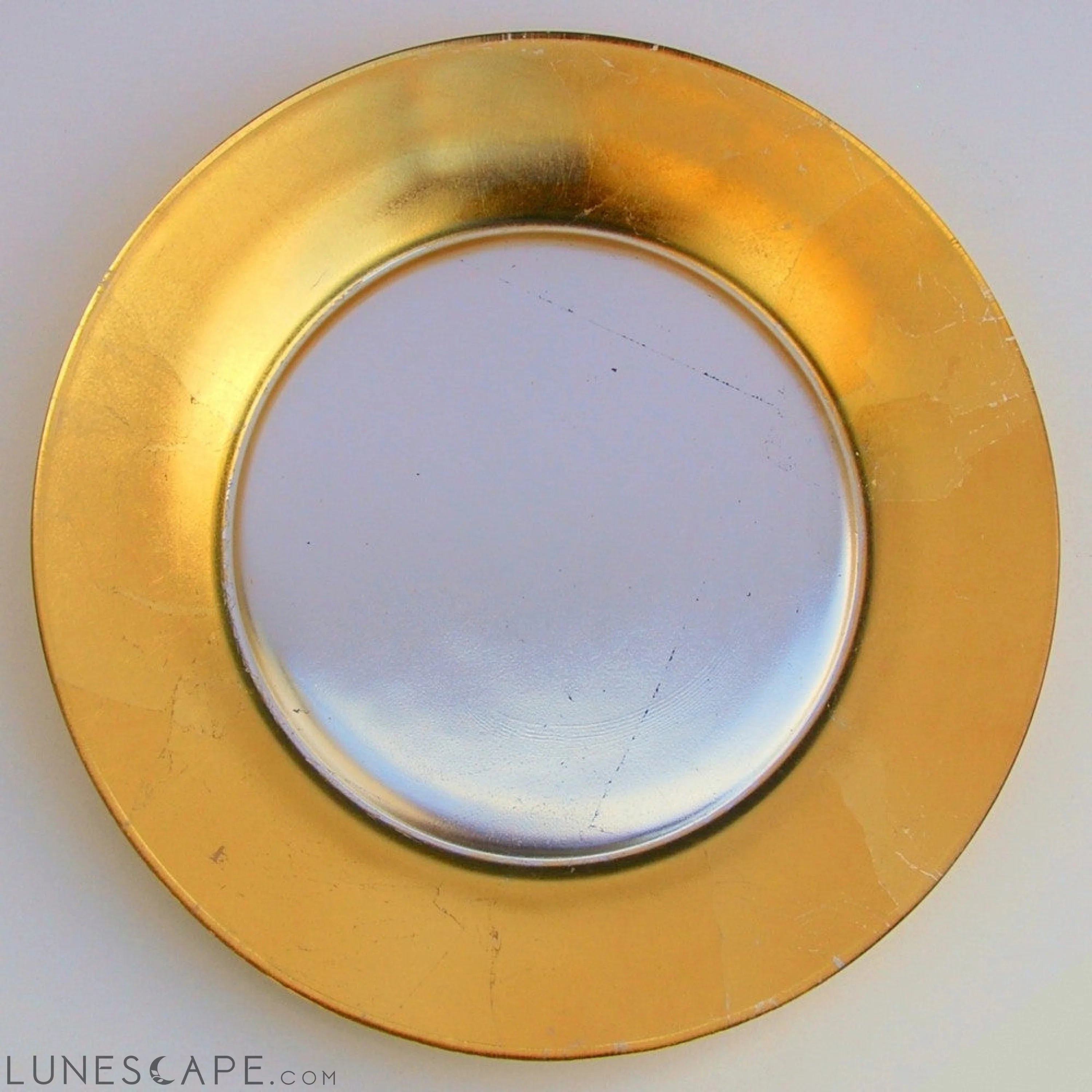 GILT LUNA Set/4 Gold/Silver Salad Plates LUNESCAPE