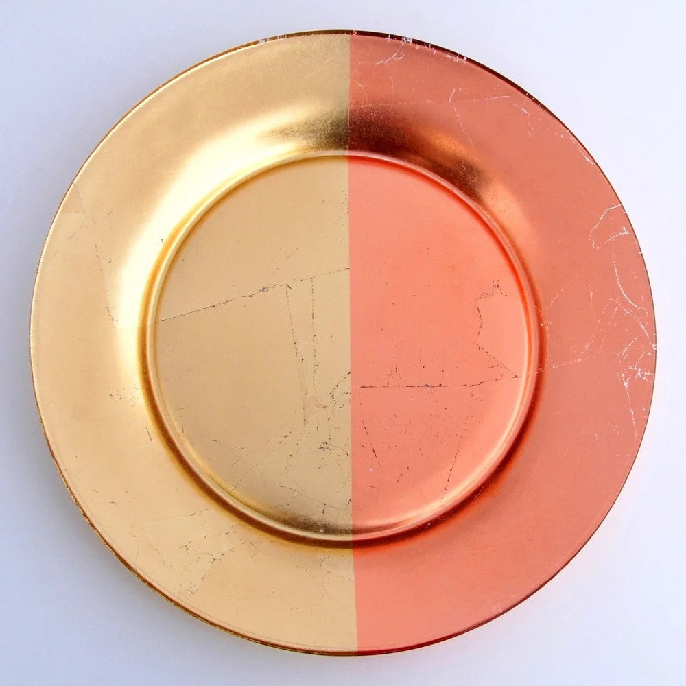 GILT MEZZO Set/4 Gold/Rose Dinner Plates LUNESCAPE