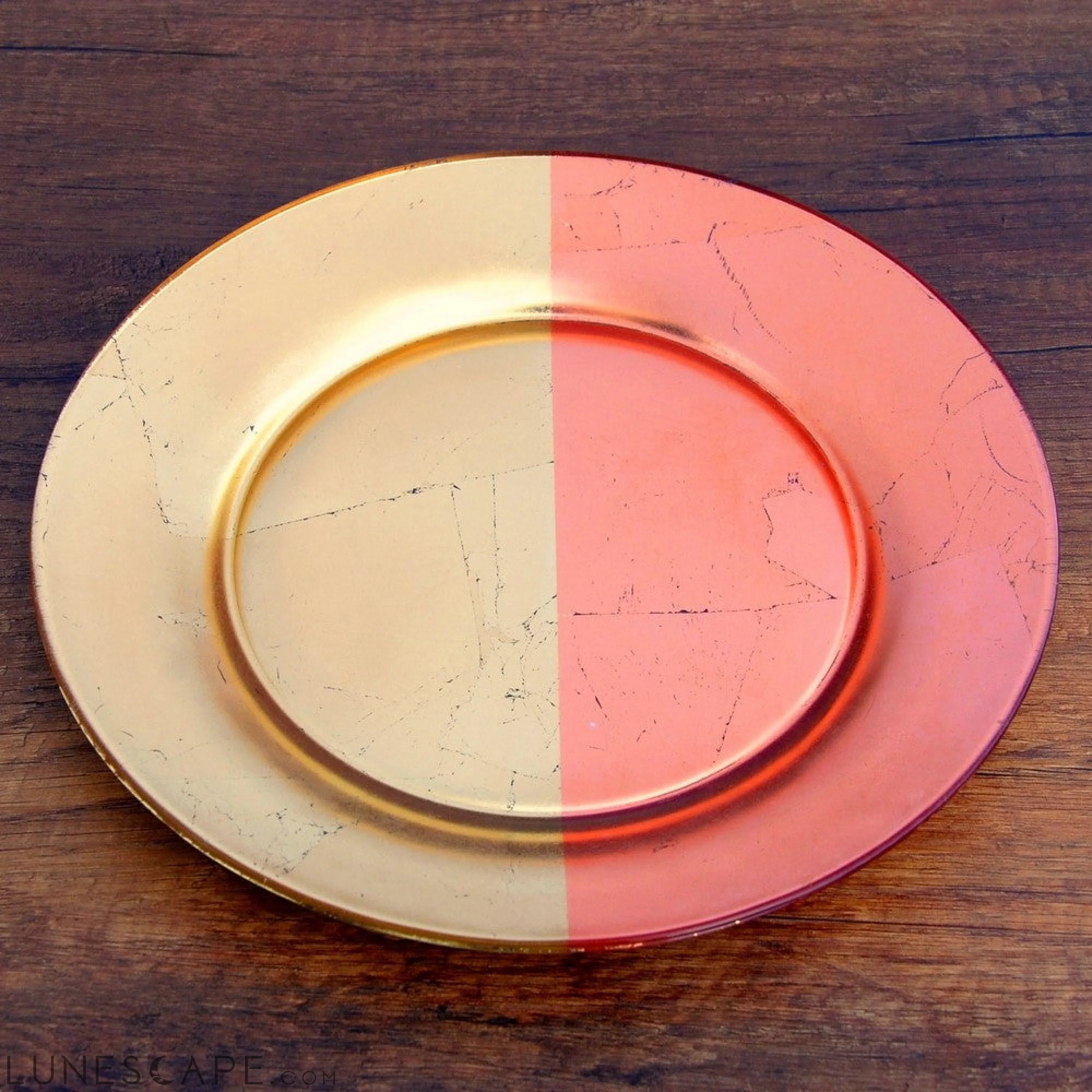 GILT MEZZO Set/4 Gold/Rose Salad Plates LUNESCAPE