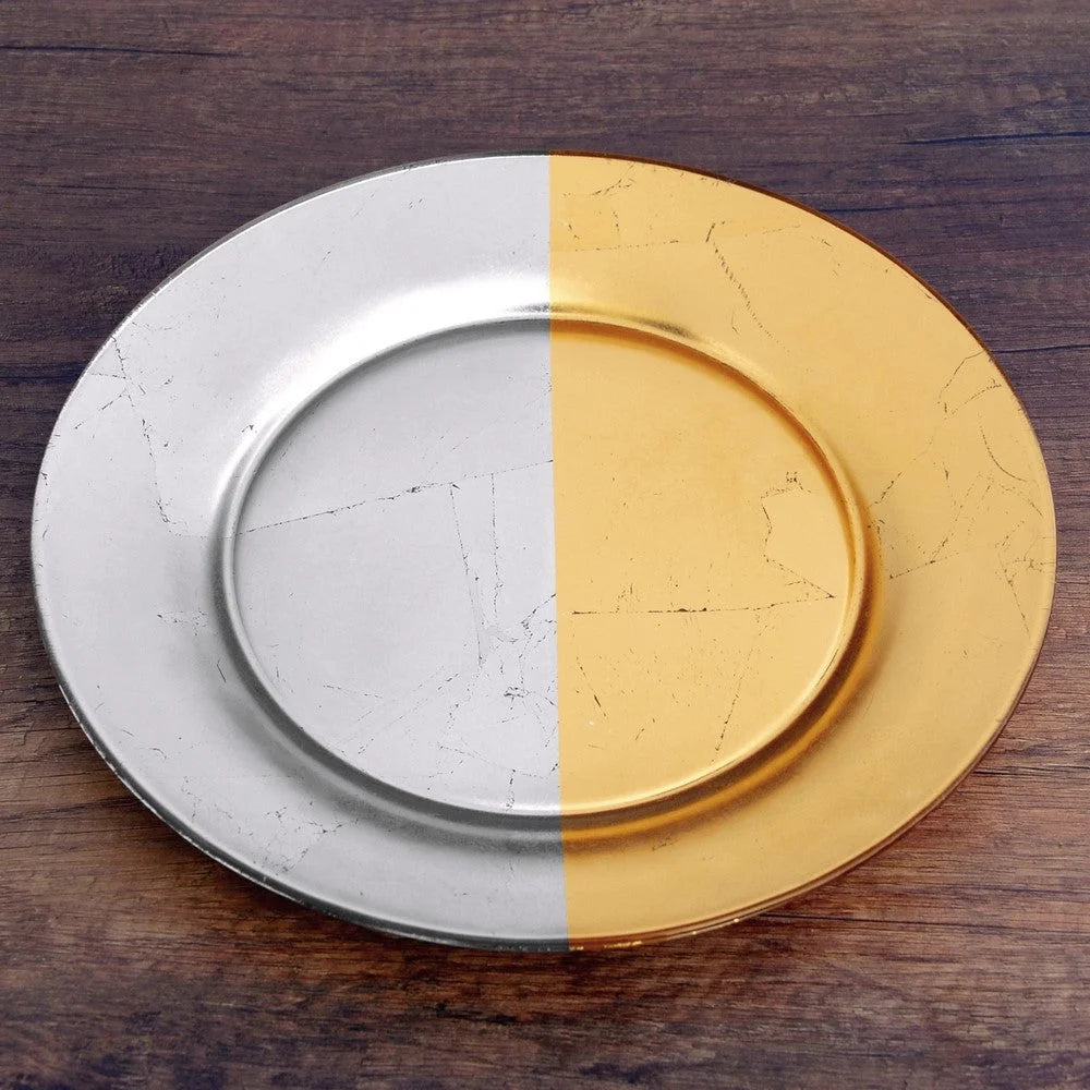 GILT MEZZO Set/4 Gold/Silver Dinner Plates LUNESCAPE