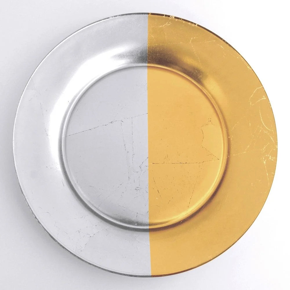 GILT MEZZO Set/4 Gold/Silver Dinner Plates LUNESCAPE