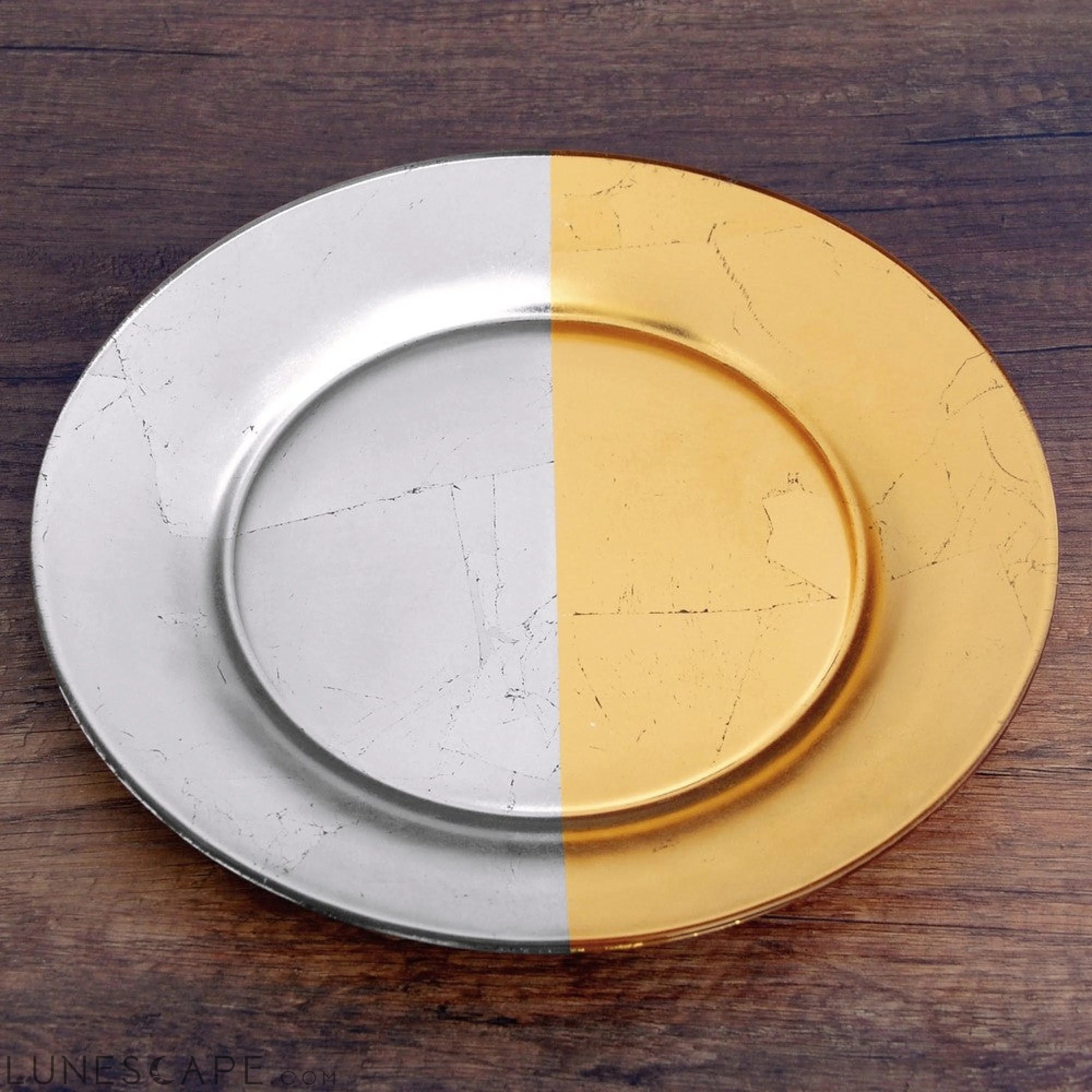 GILT MEZZO Set/4 Gold/Silver Salad Plates LUNESCAPE