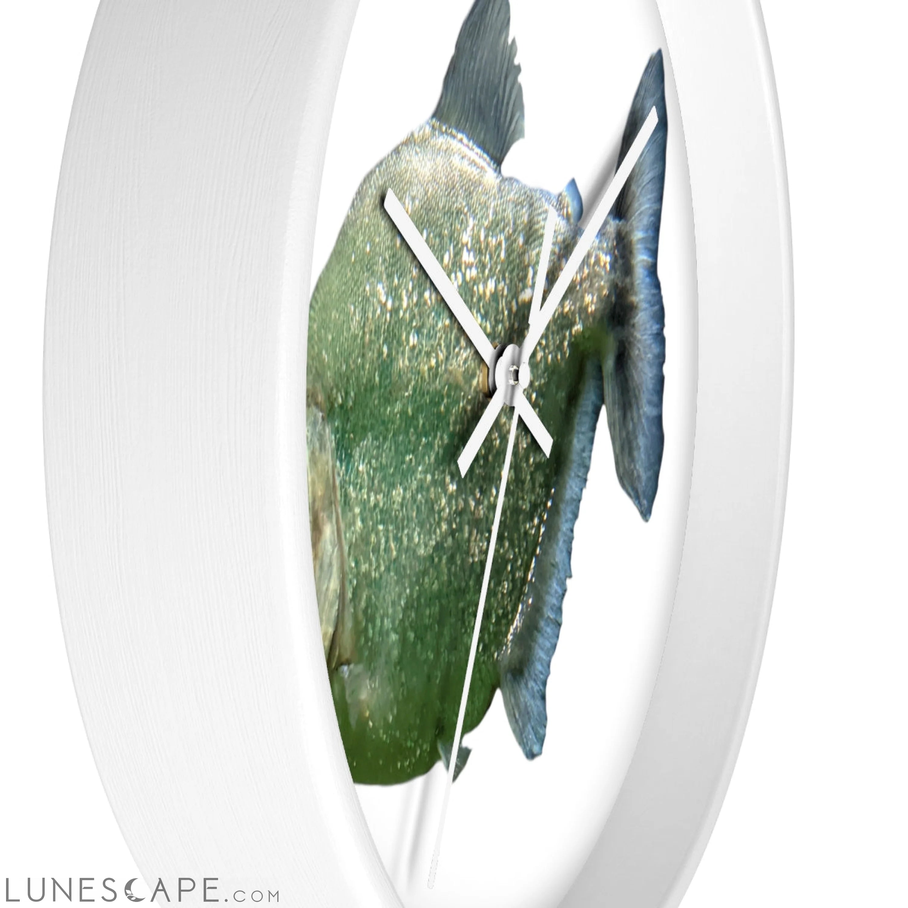 Glitter Green Fish Wall clock LUNESCAPE
