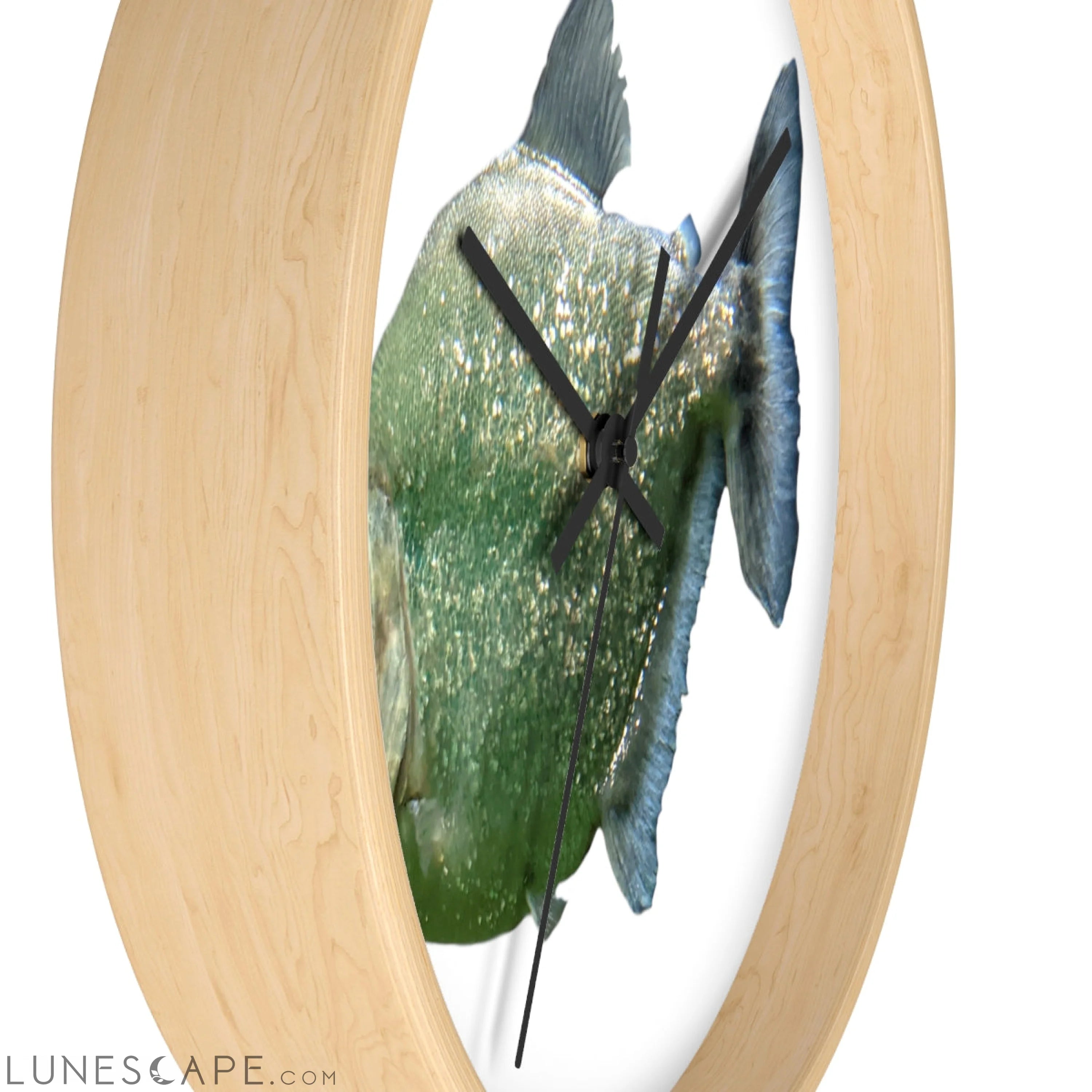 Glitter Green Fish Wall clock LUNESCAPE