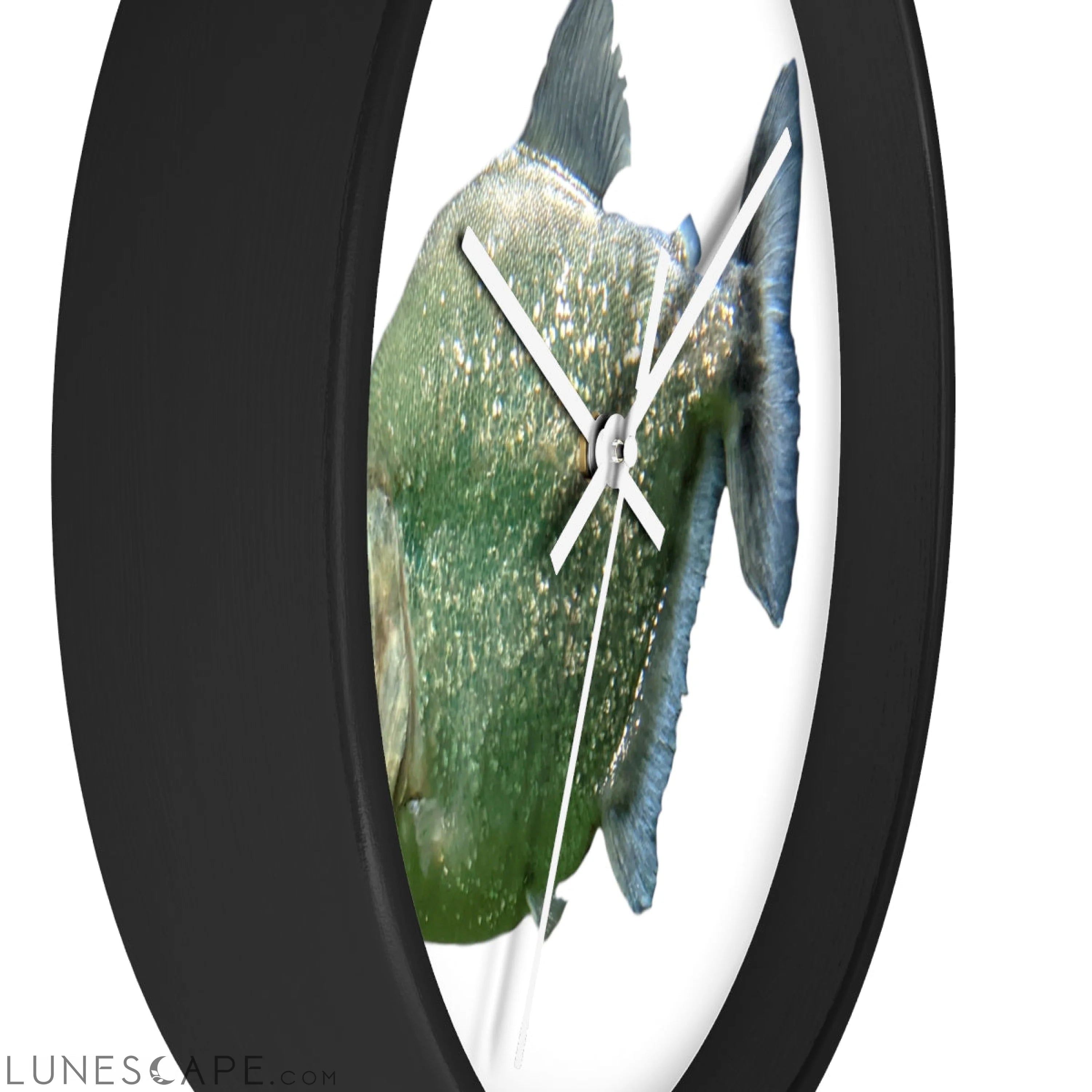 Glitter Green Fish Wall clock LUNESCAPE