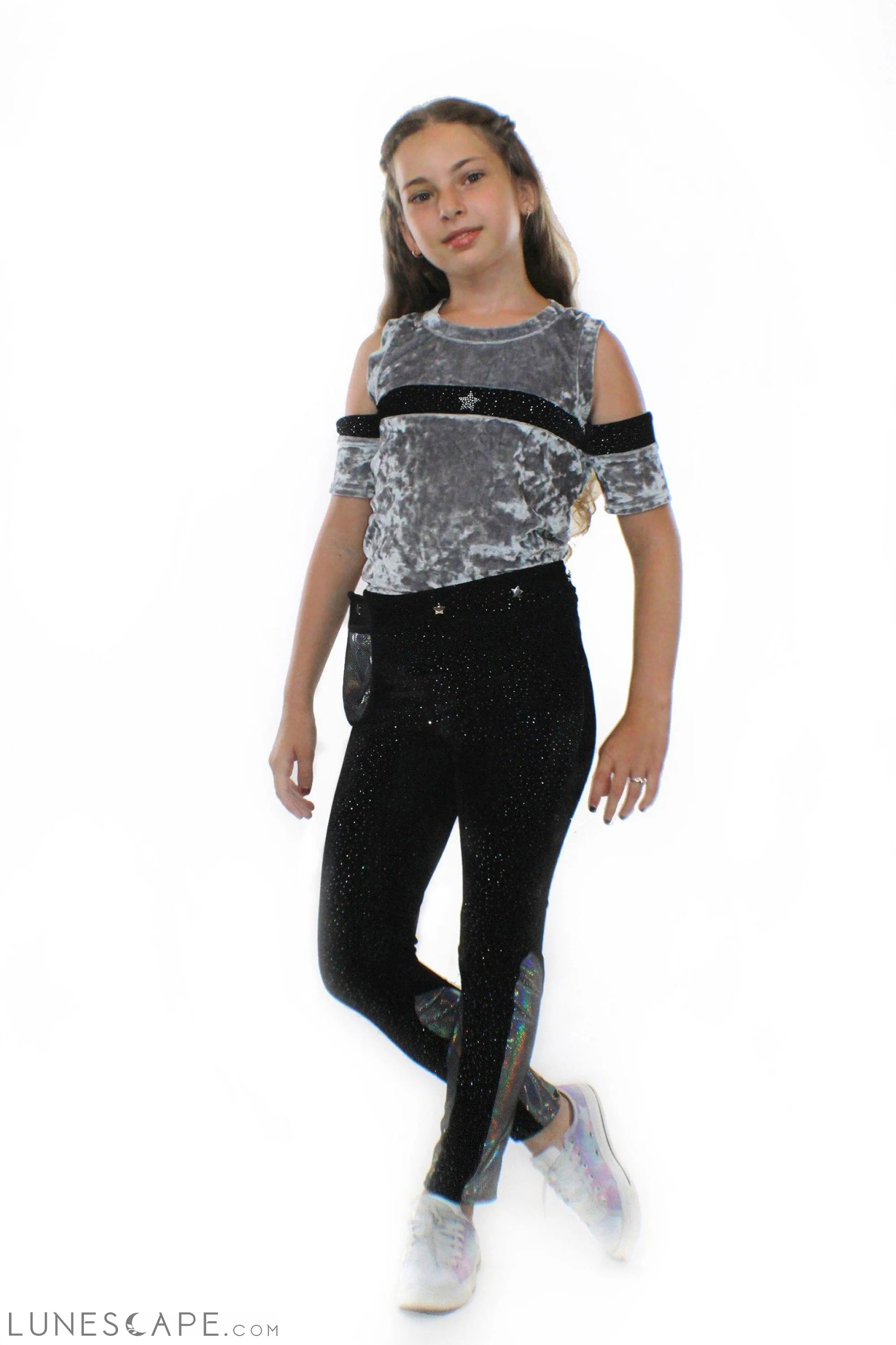 Glitter Stretch Velvet Girls Leggings LUNESCAPE