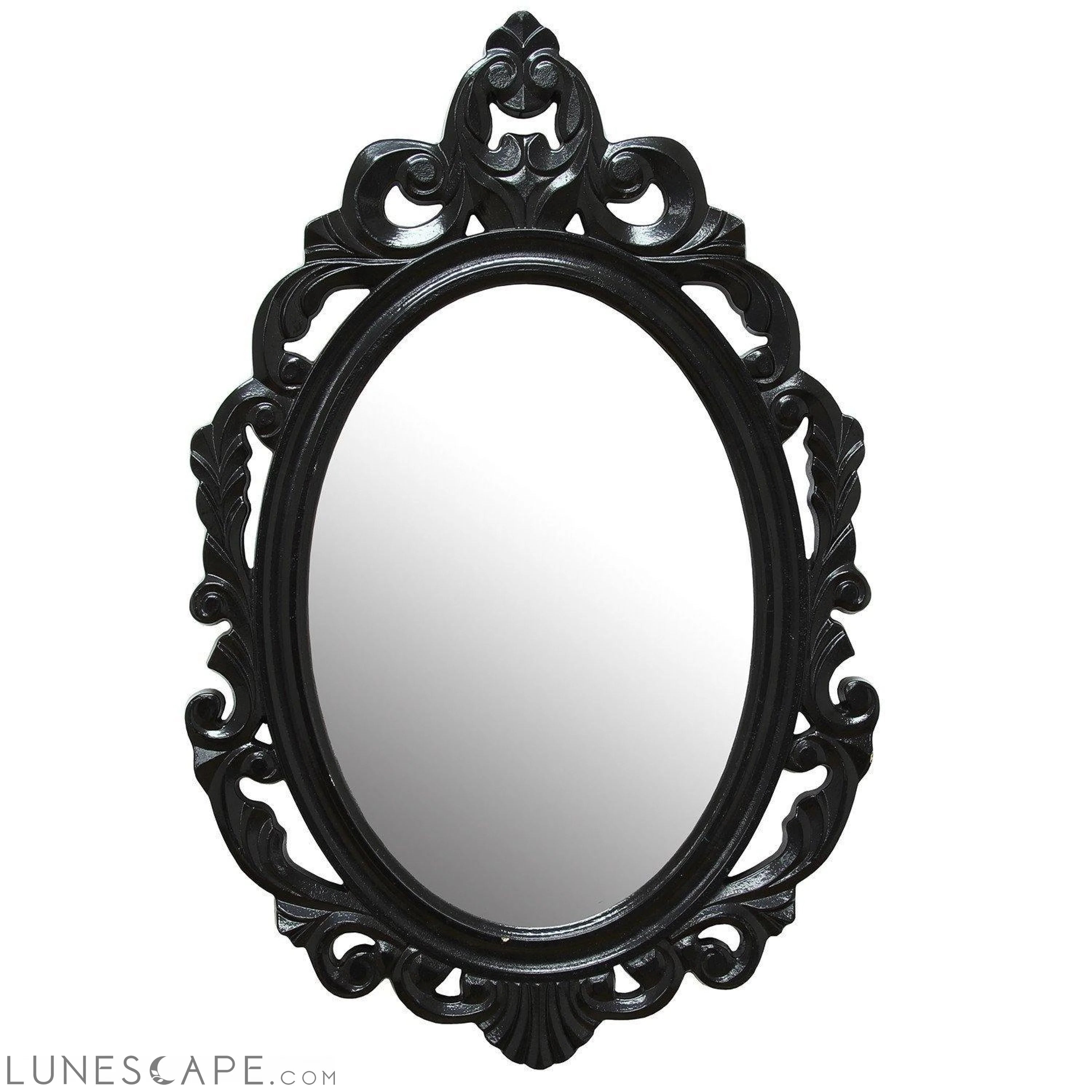 Glossy Black Oval Glass Wall Mirror LUNESCAPE