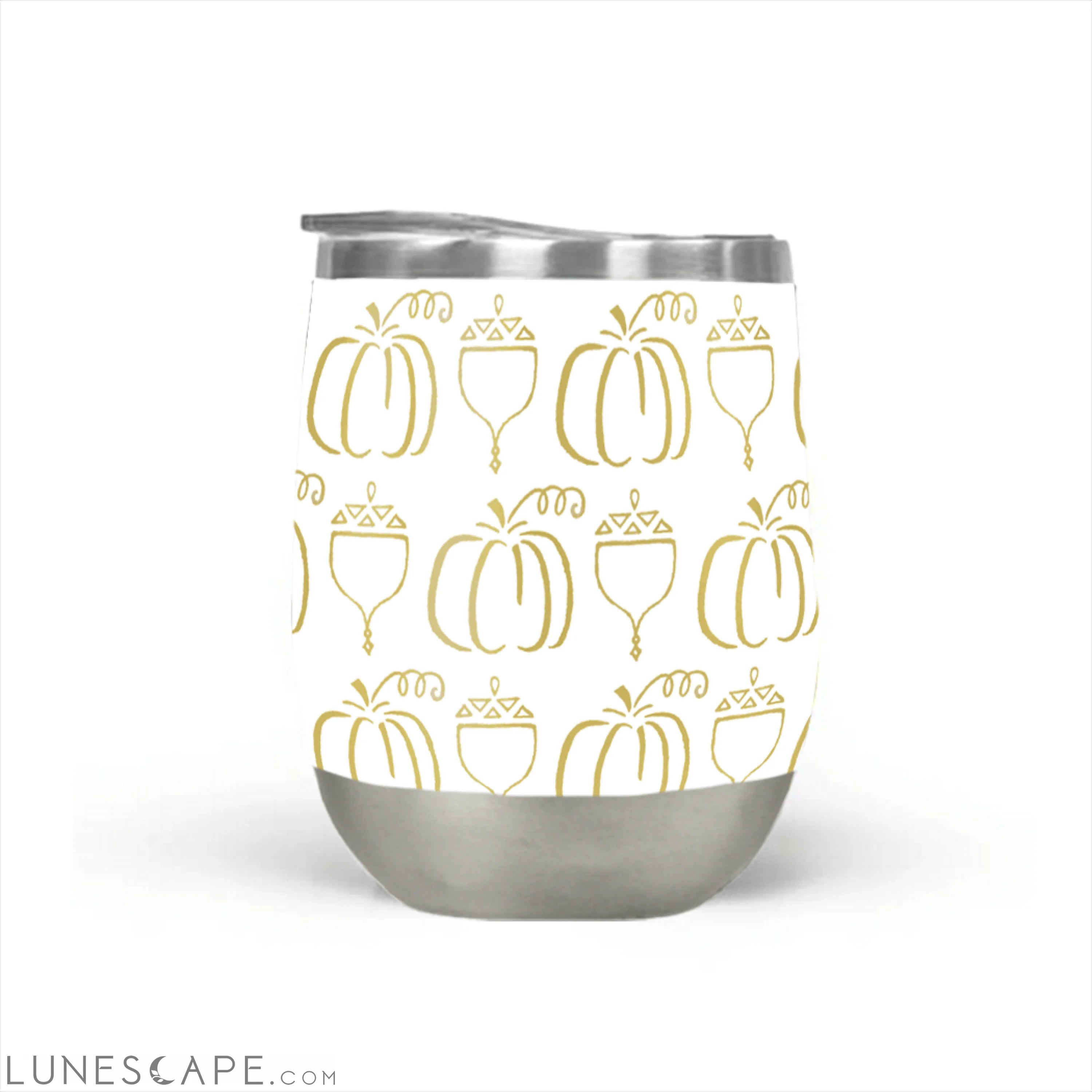Gold Acorn & Pumpkin Stemless Wine Tumbler LUNESCAPE