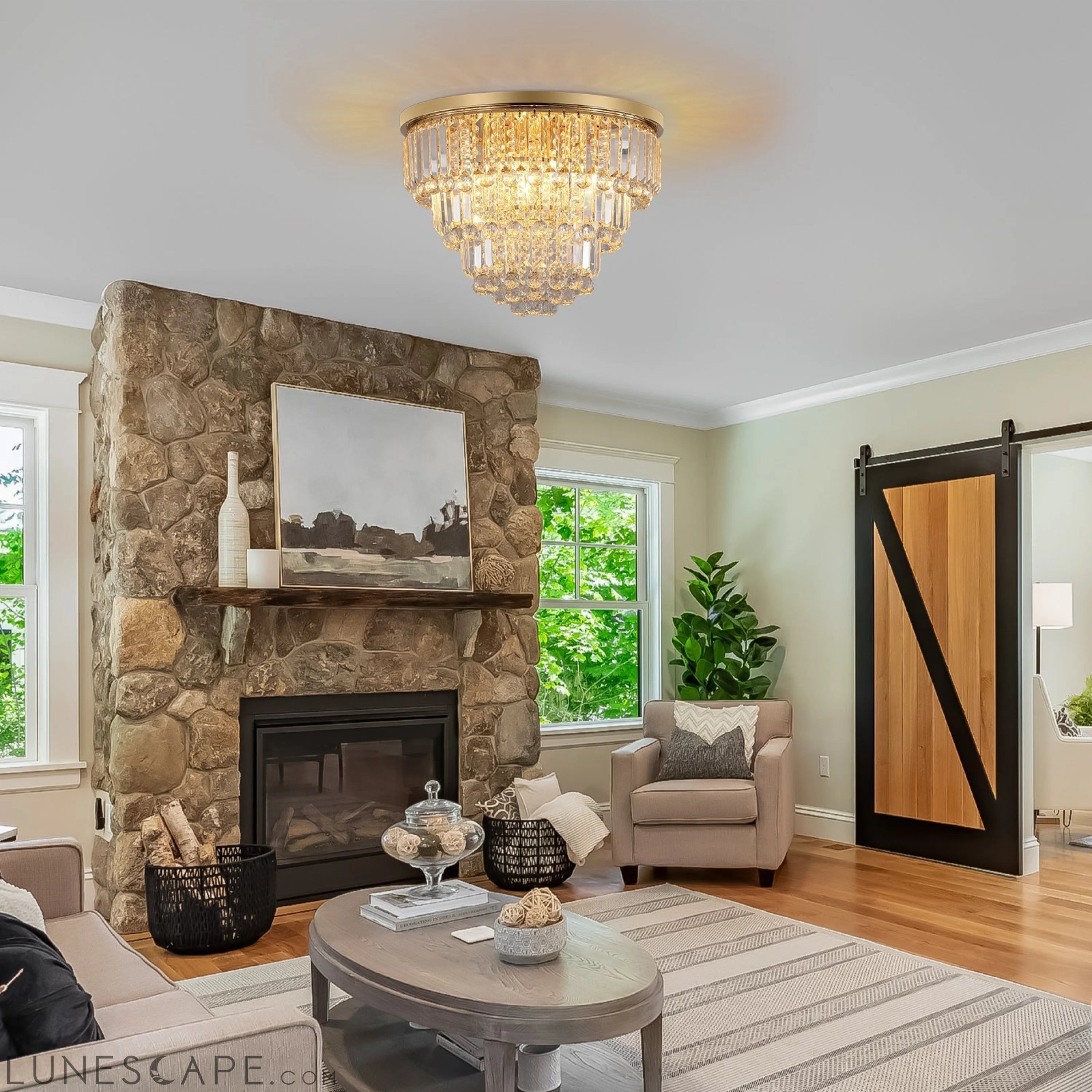 Gold luxury modern style crystal lights,large ceiling LUNESCAPE
