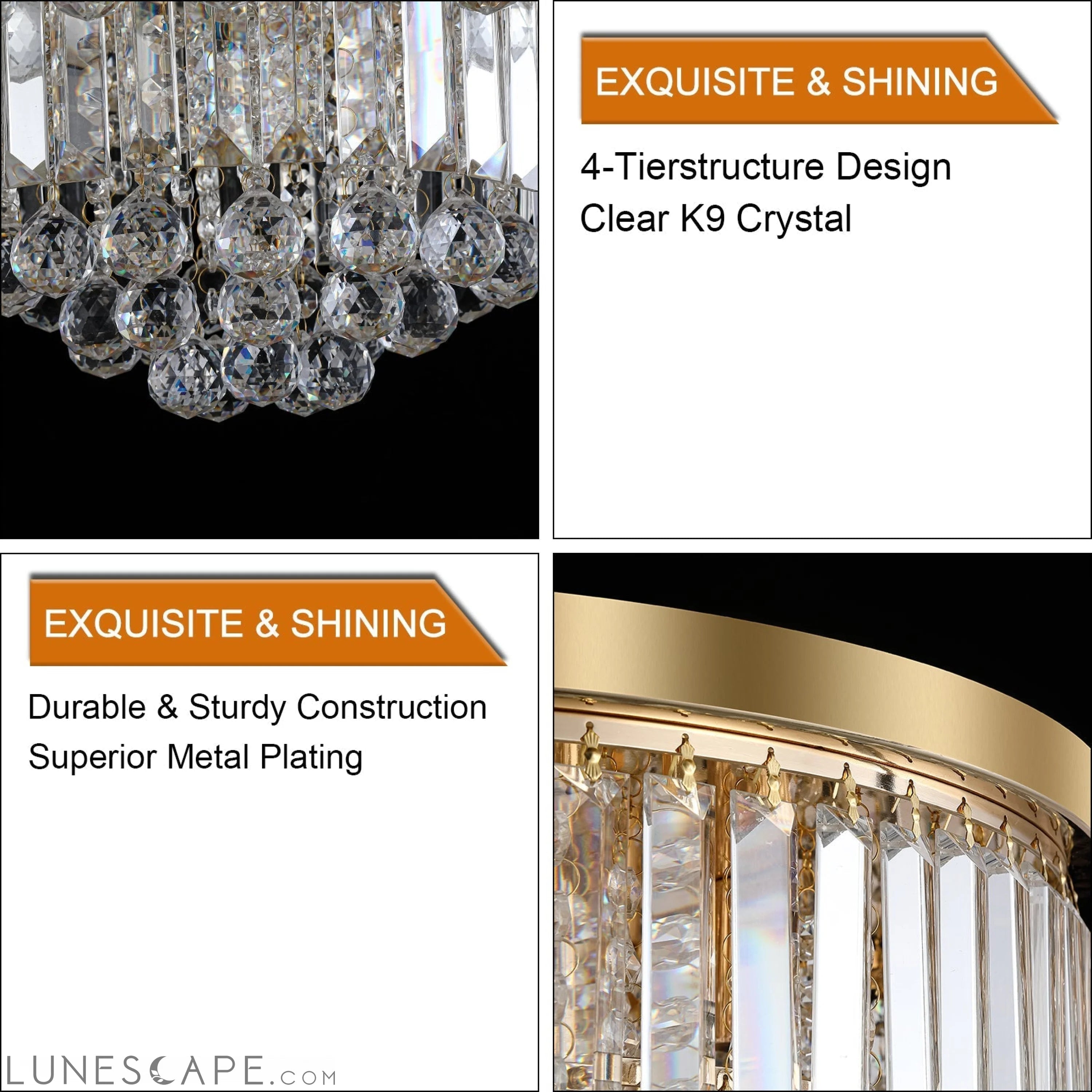Gold luxury modern style crystal lights,large ceiling LUNESCAPE