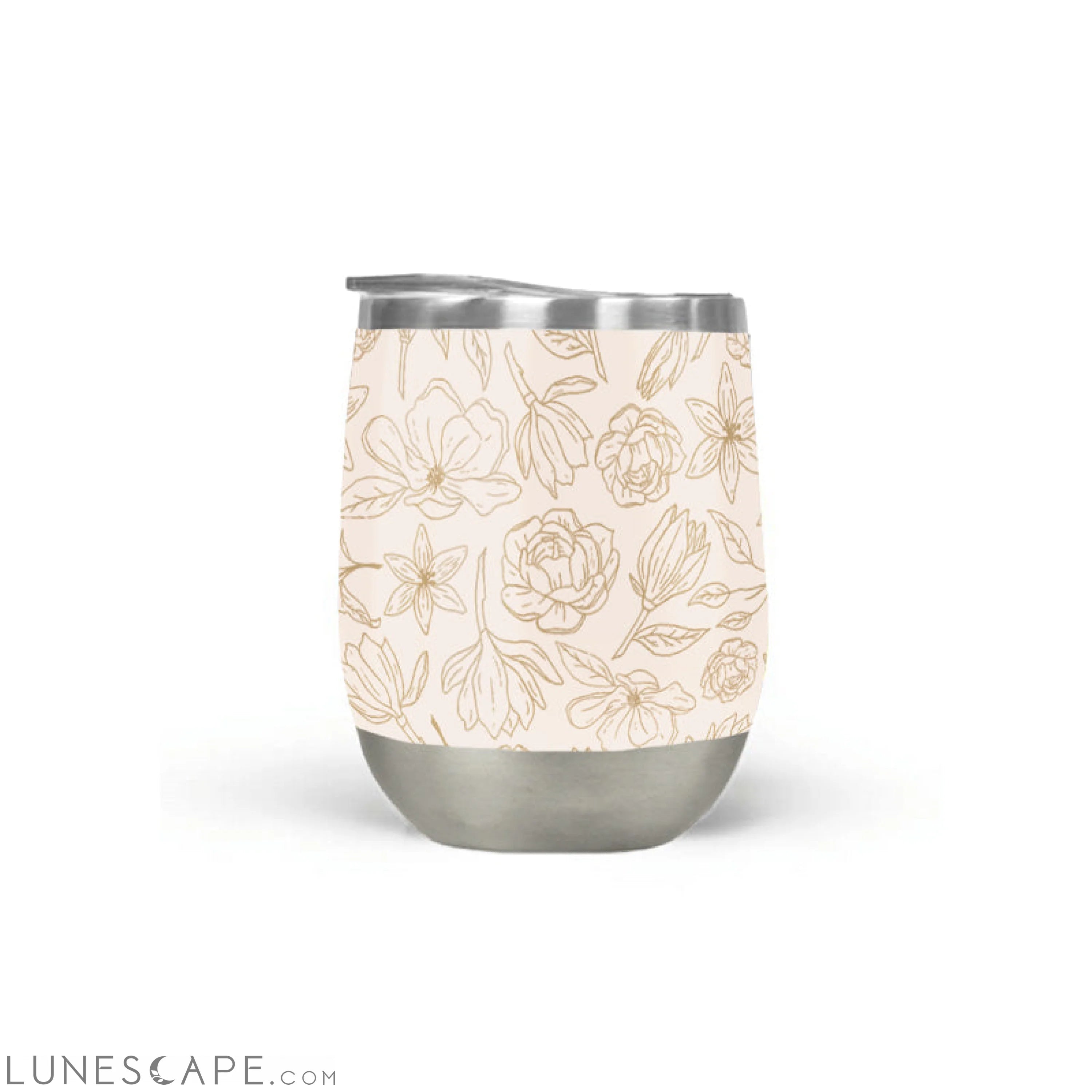 Gold Magnolia Wine Tumbler LUNESCAPE