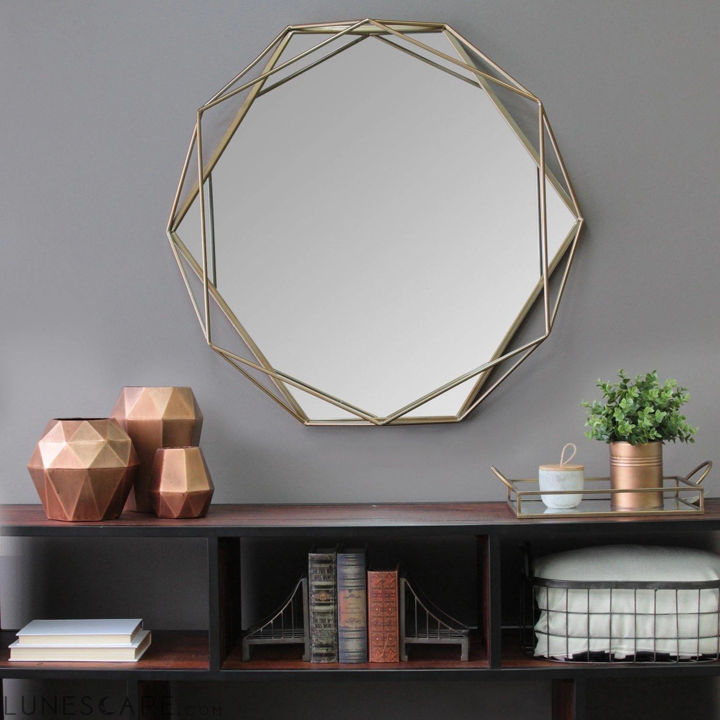 Gold Metal Octagon Framed Wall Mirror LUNESCAPE