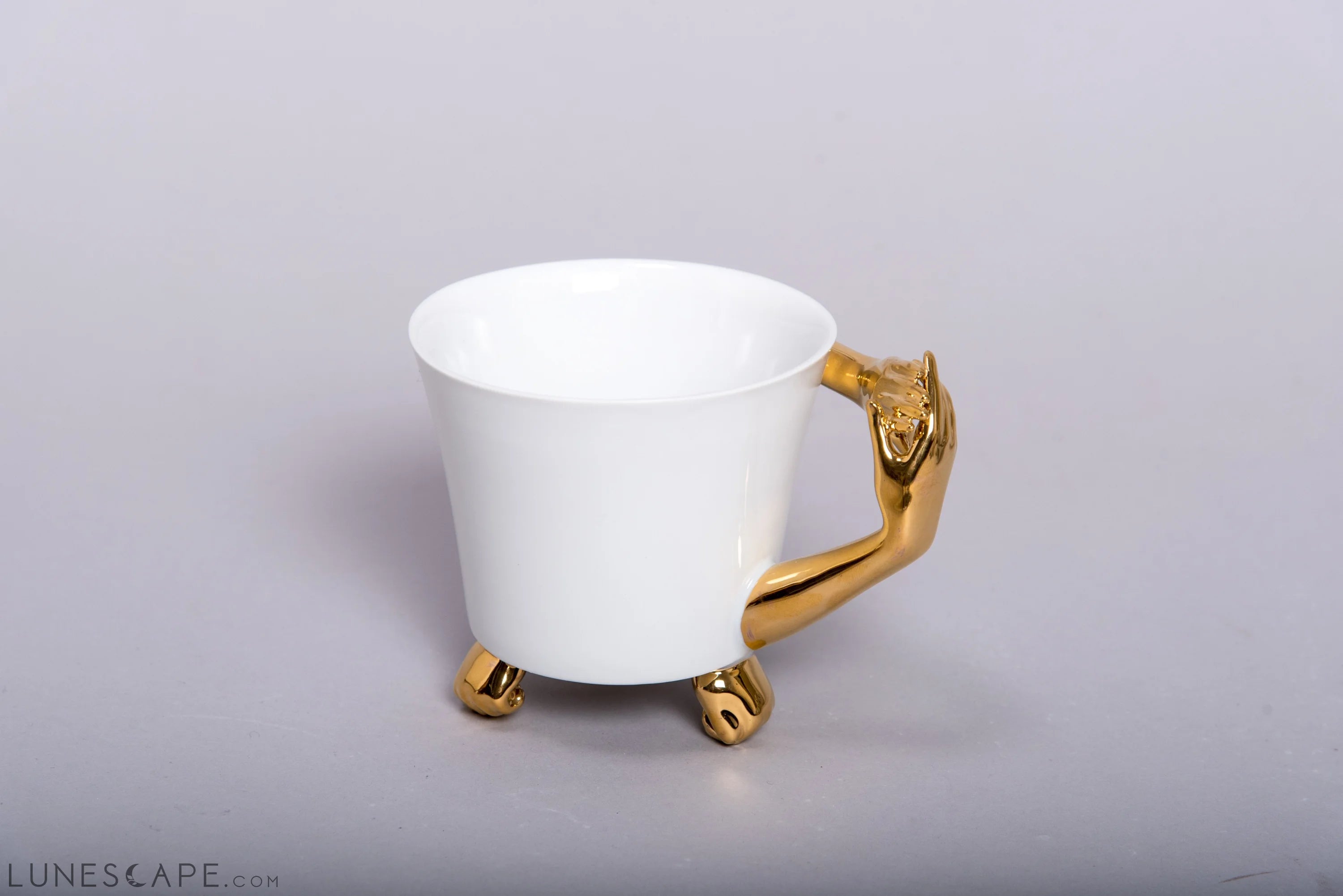 Golden Hands Porcelain Teacup LUNESCAPE