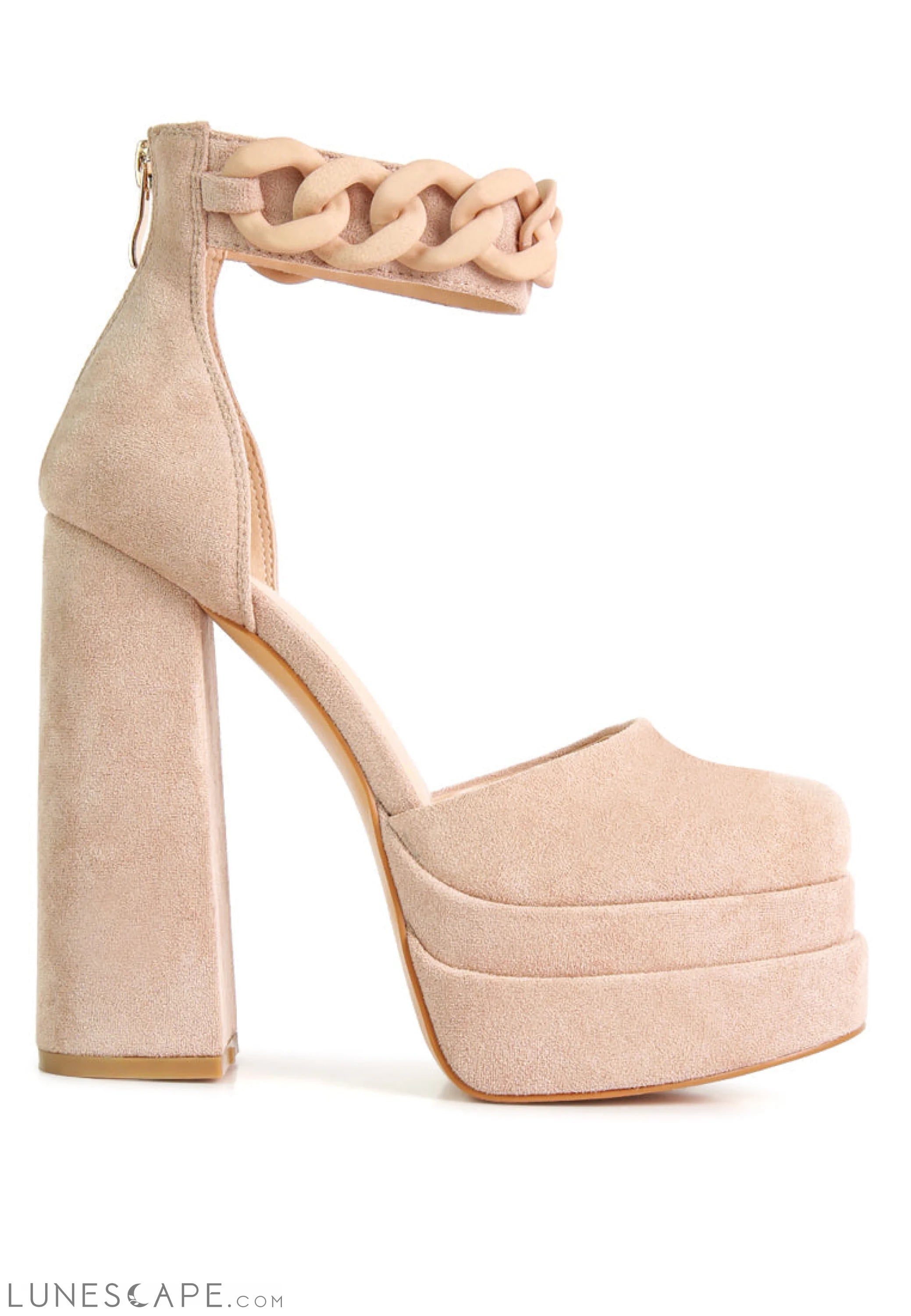 Golden Hour Showstopper Chain Embellished High Platform Sandals LUNESCAPE
