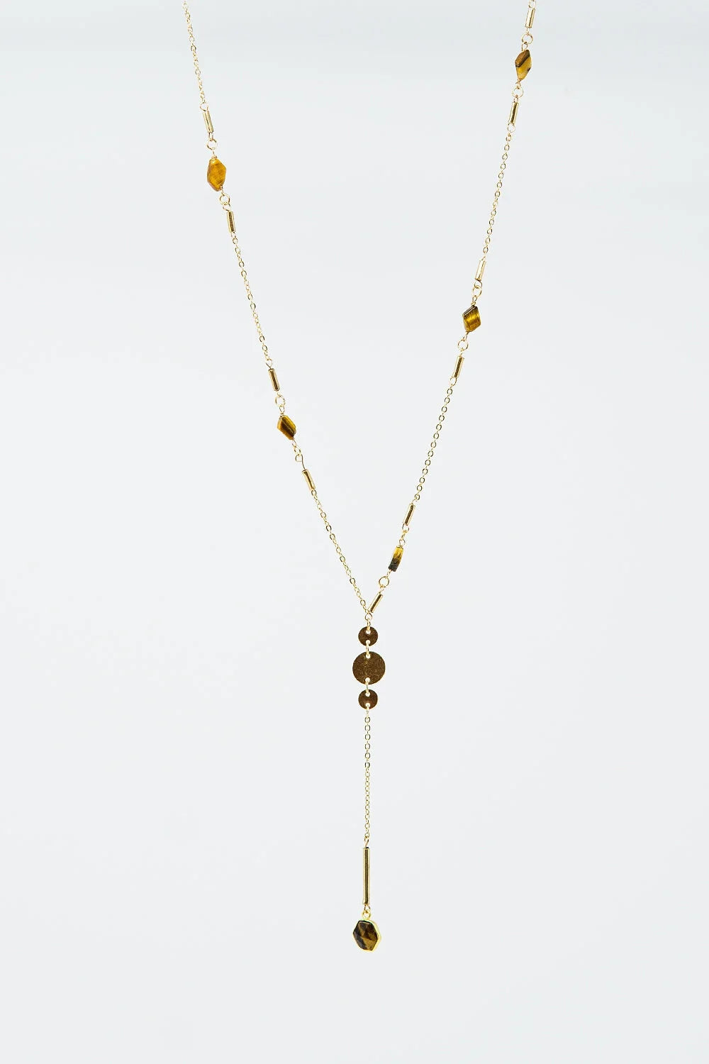 Golden Necklace With Stone Detail and Pendant LUNESCAPE