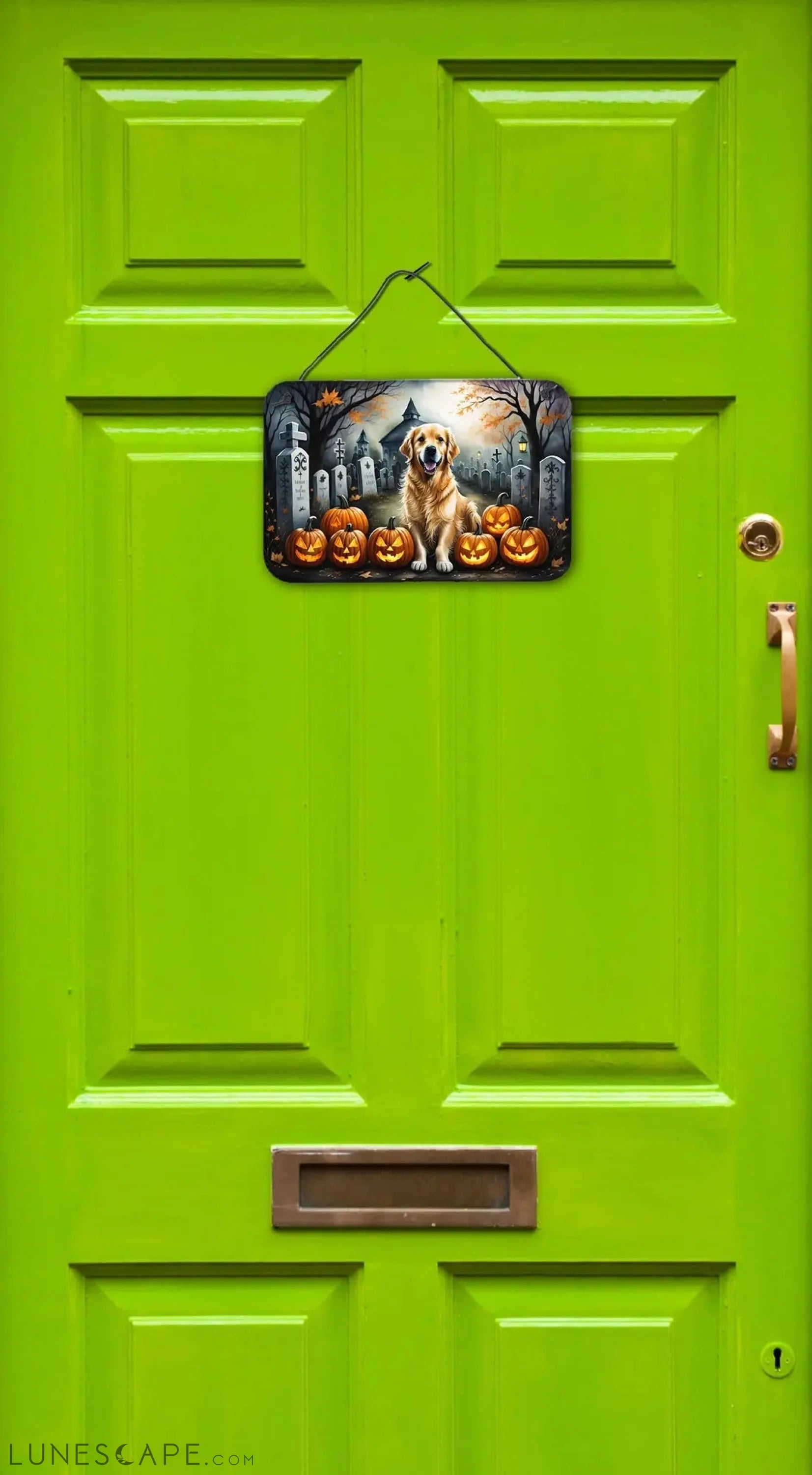 Golden Retriever Spooky Halloween Wall or Door Hanging Prints LUNESCAPE