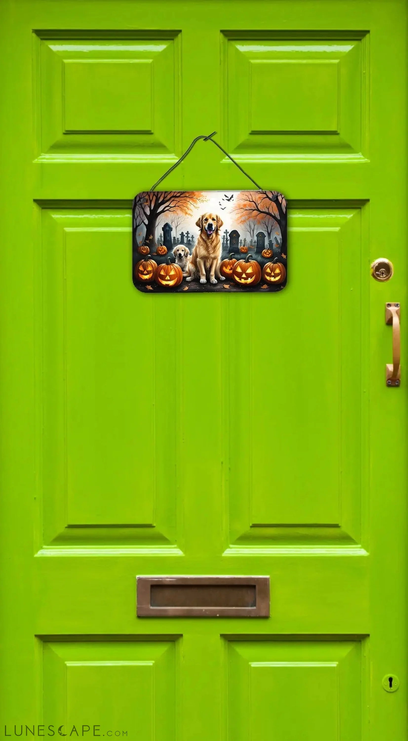 Golden Retriever Spooky Halloween Wall or Door Hanging Prints LUNESCAPE