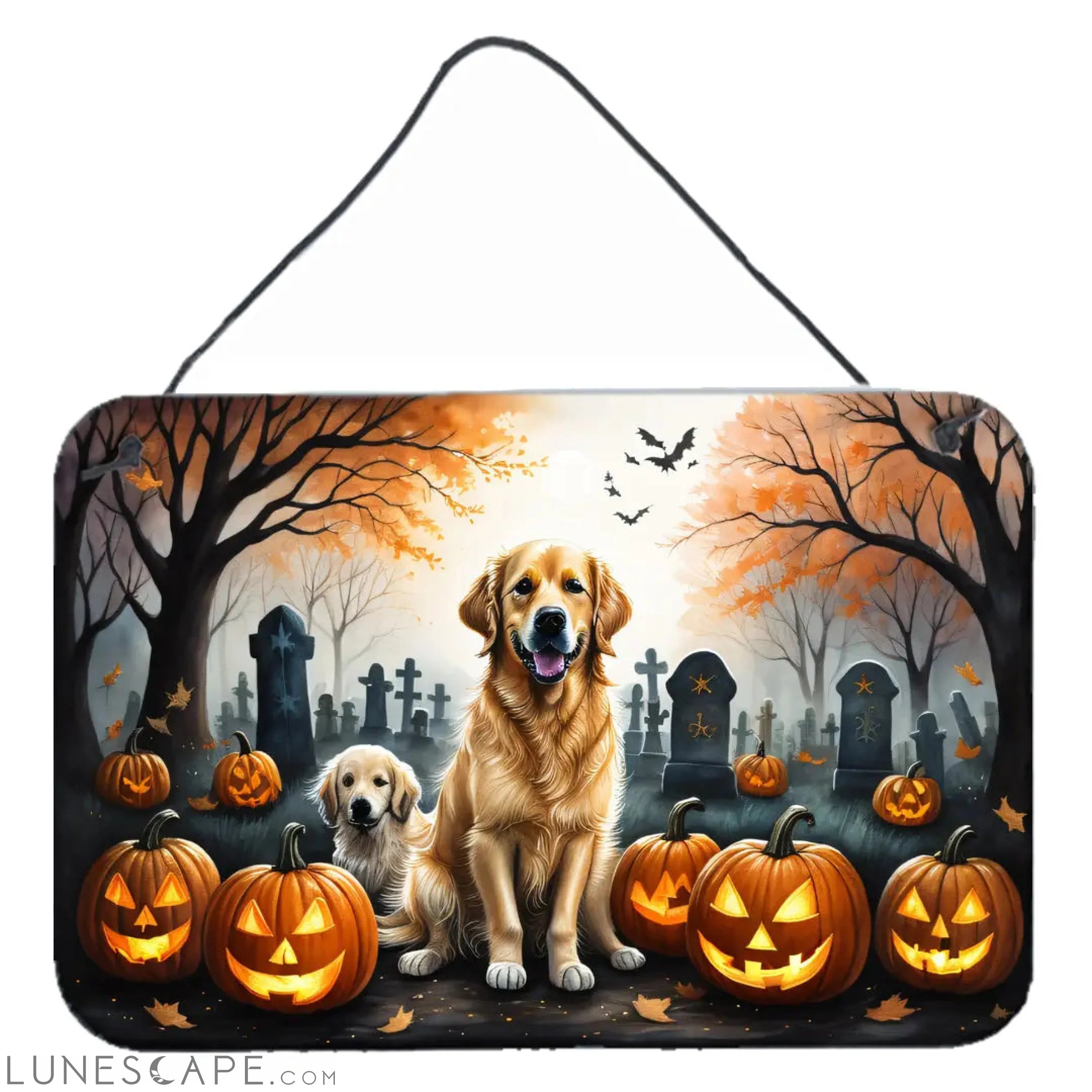 Golden Retriever Spooky Halloween Wall or Door Hanging Prints LUNESCAPE