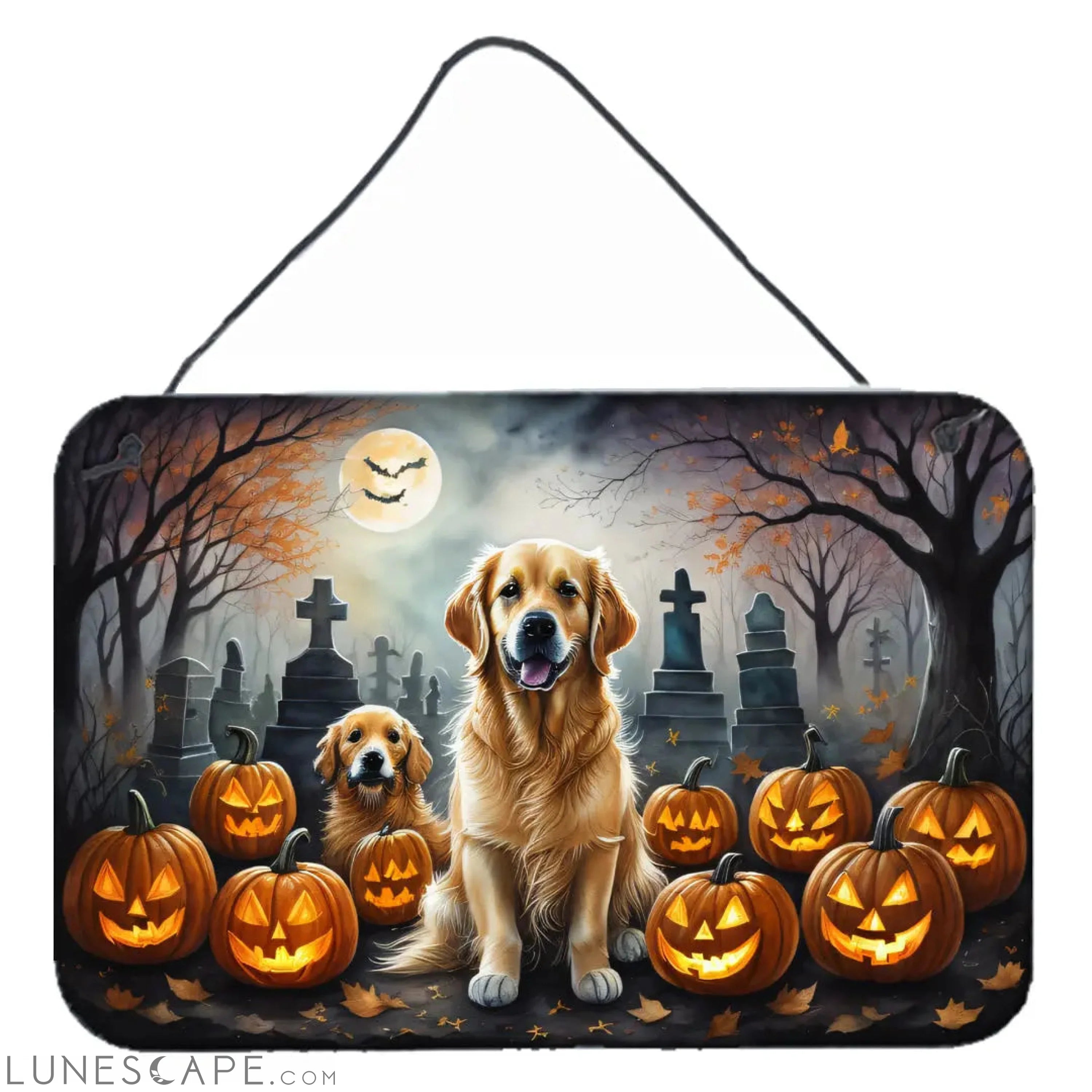Golden Retriever Spooky Halloween Wall or Door Hanging Prints LUNESCAPE