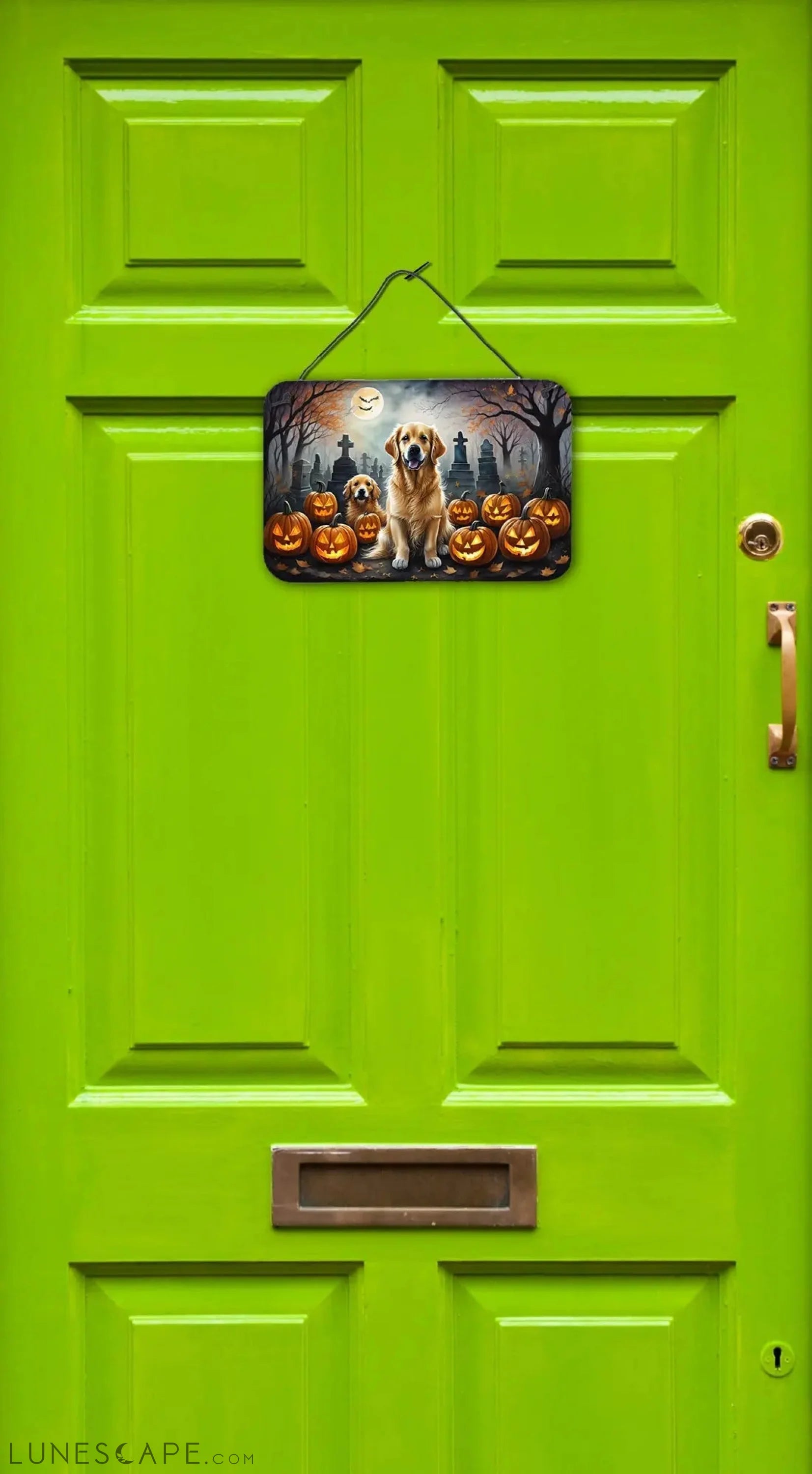 Golden Retriever Spooky Halloween Wall or Door Hanging Prints LUNESCAPE